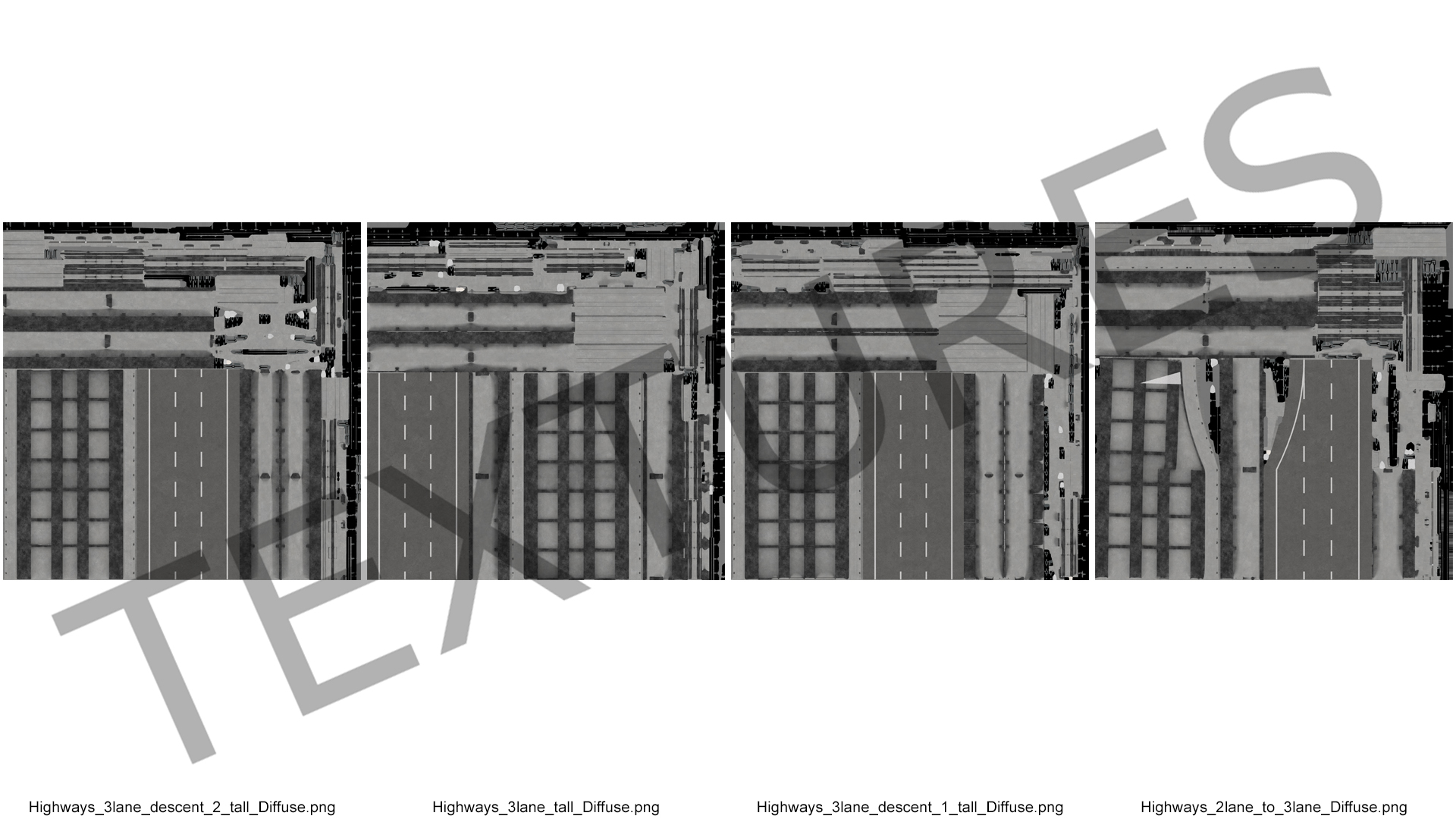 Connectable Highway Road Elements Overpass 2 to 3 Lane 3D model