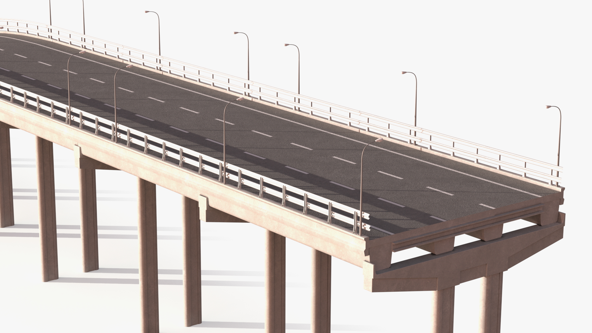 Connectable Highway Road Elements Overpass 2 to 3 Lane 3D model