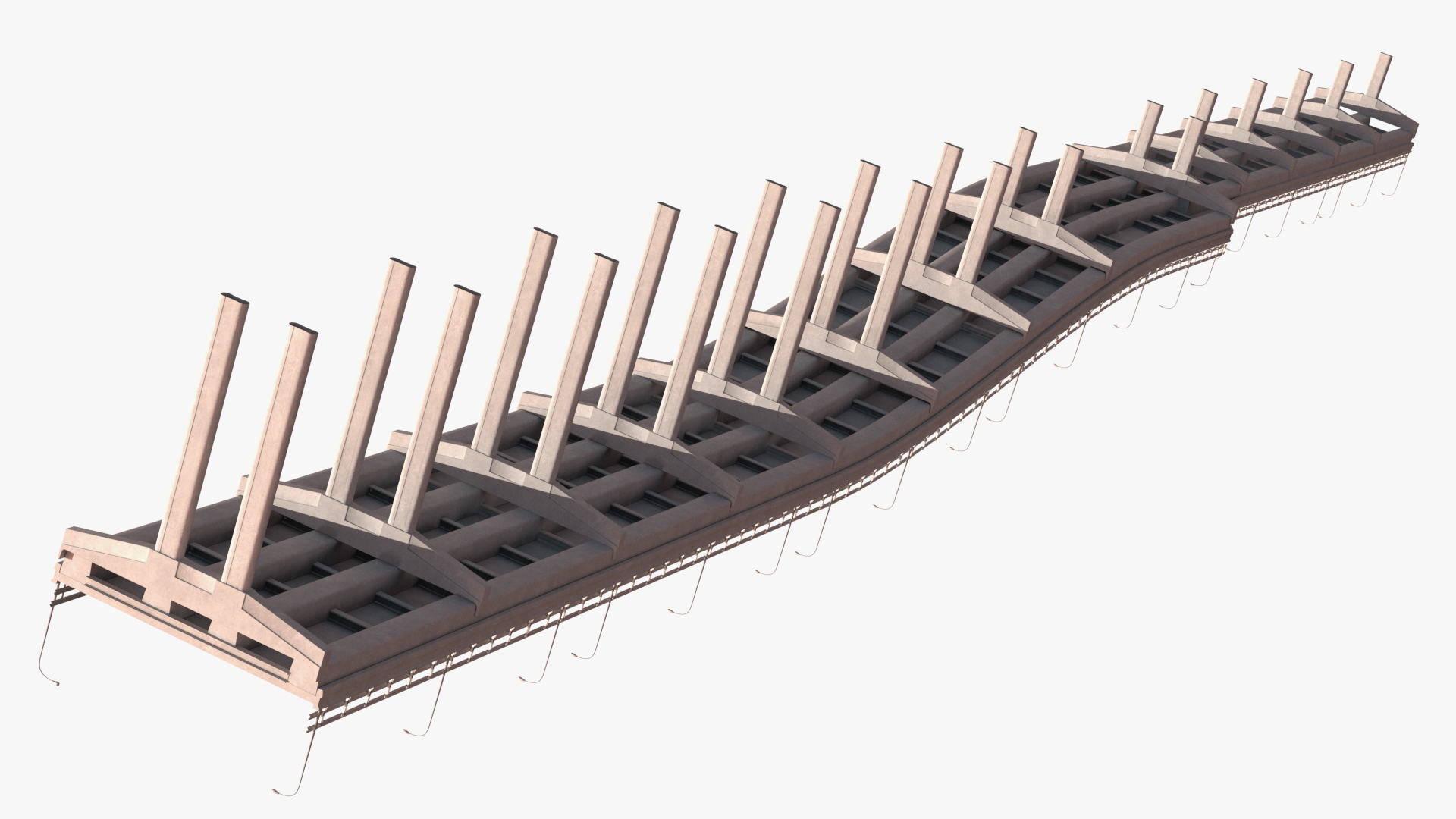 Connectable Highway Road Elements Overpass 2 to 3 Lane 3D model