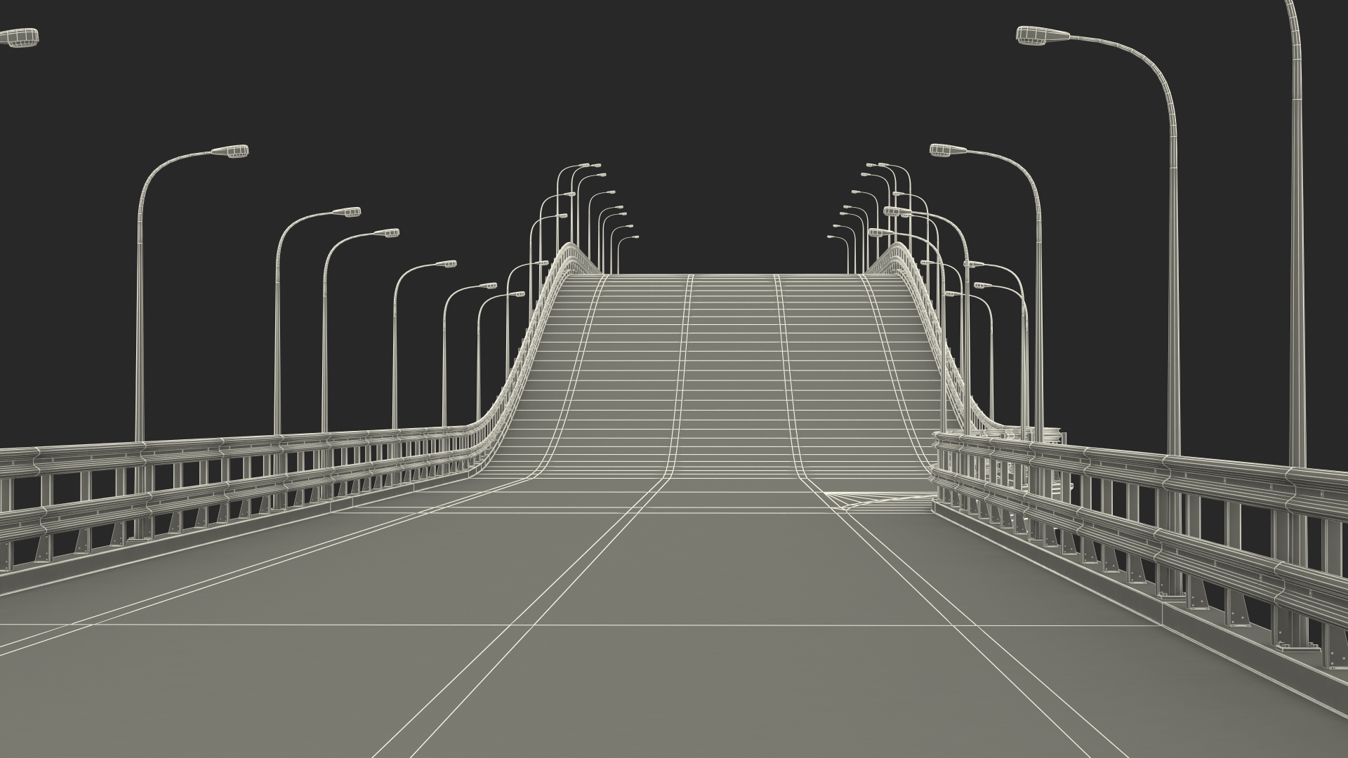 Connectable Highway Road Elements Overpass 2 to 3 Lane 3D model