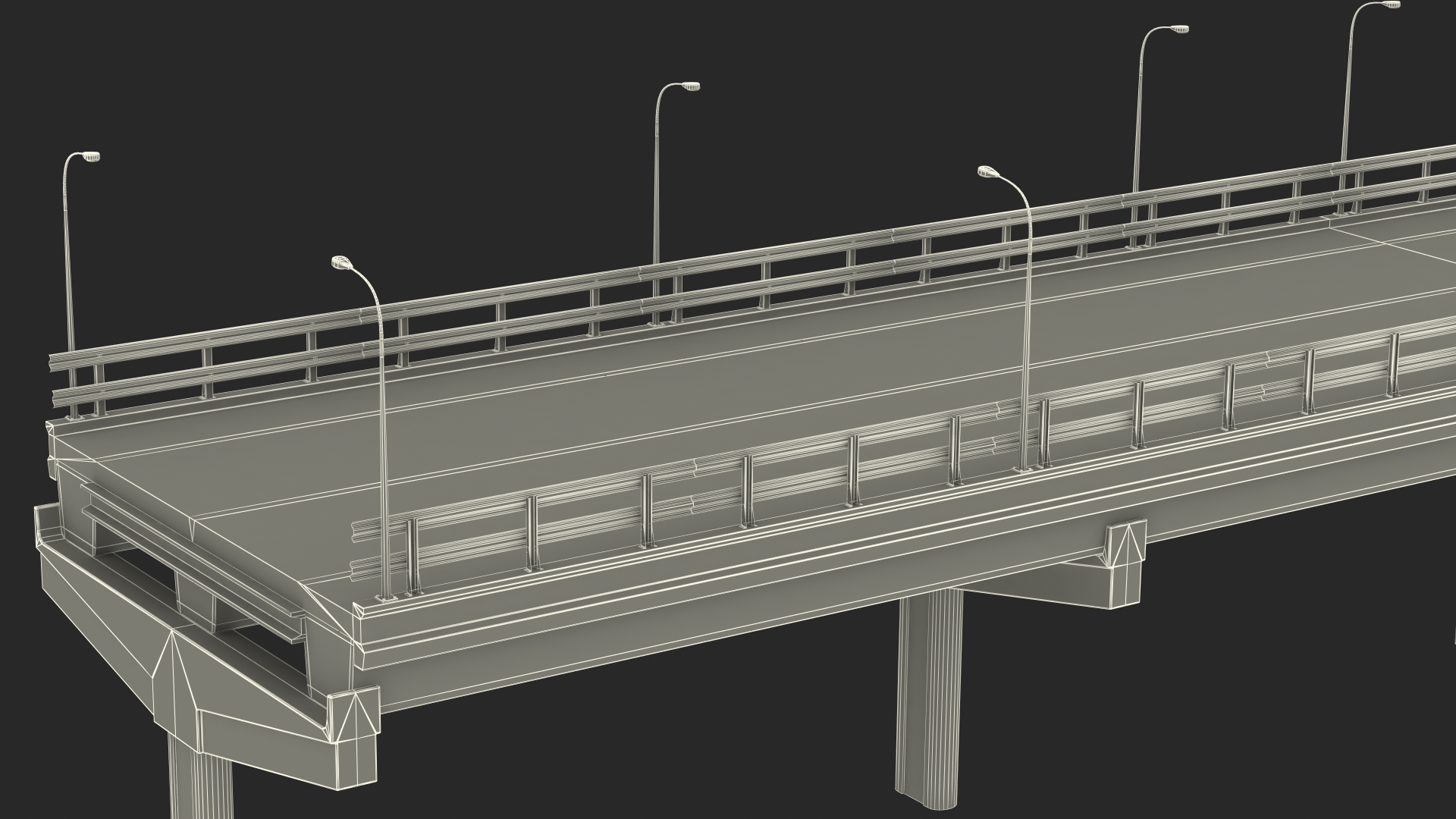 Connectable Highway Road Elements Overpass 2 to 3 Lane 3D model