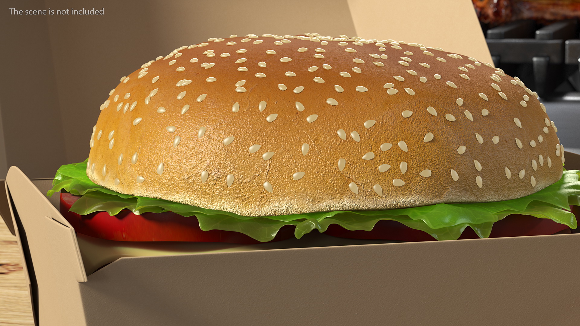 3D Burger Box Brown with Hamburger