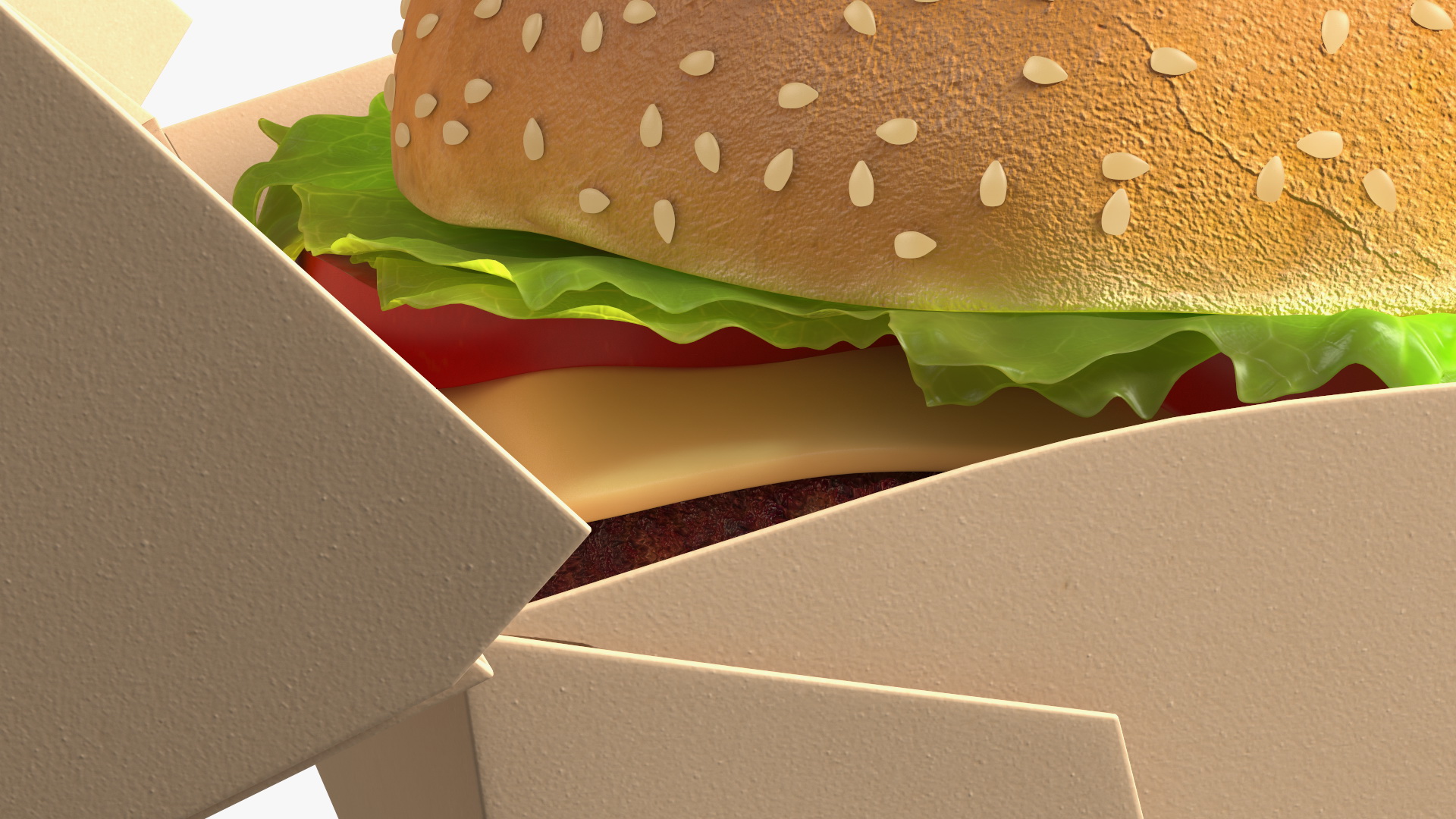 3D Burger Box Brown with Hamburger