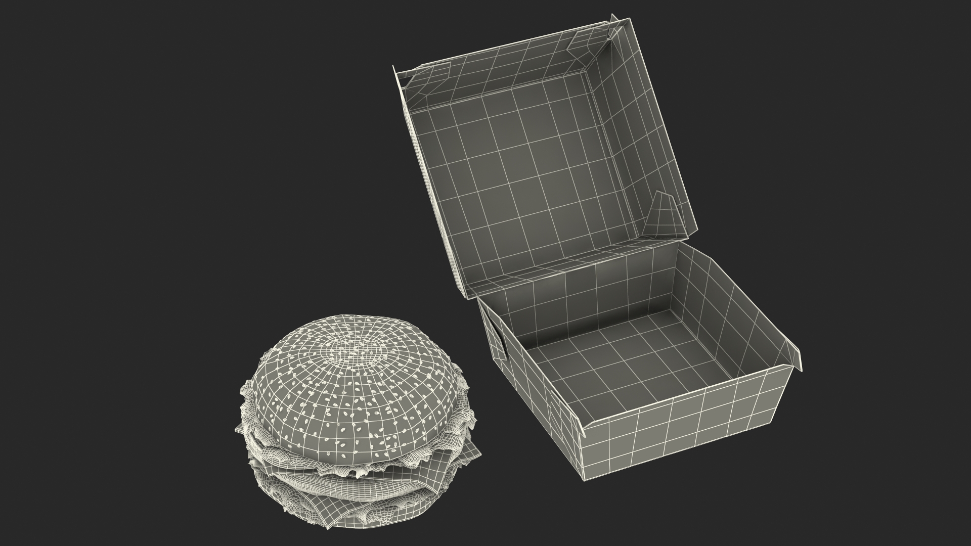 3D Burger Box Brown with Hamburger