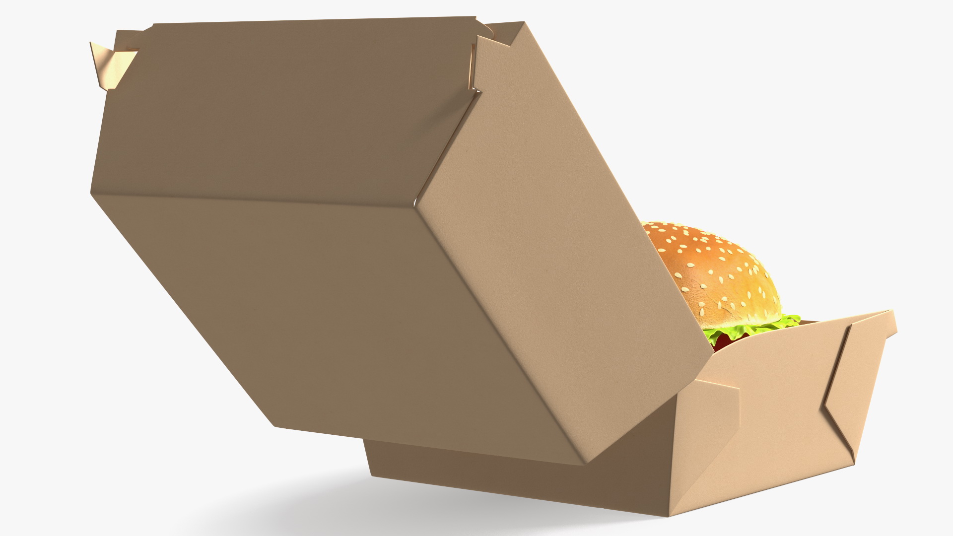 3D Burger Box Brown with Hamburger