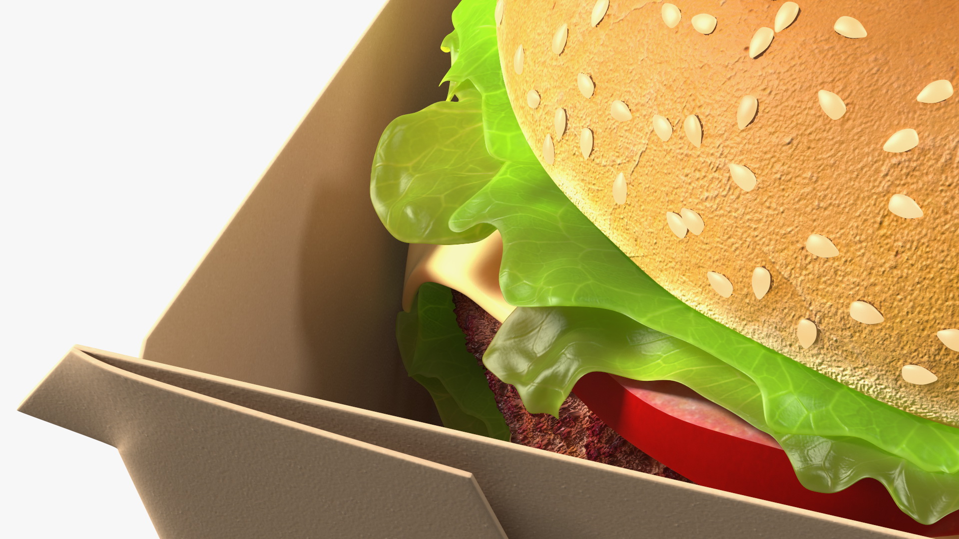 3D Burger Box Brown with Hamburger