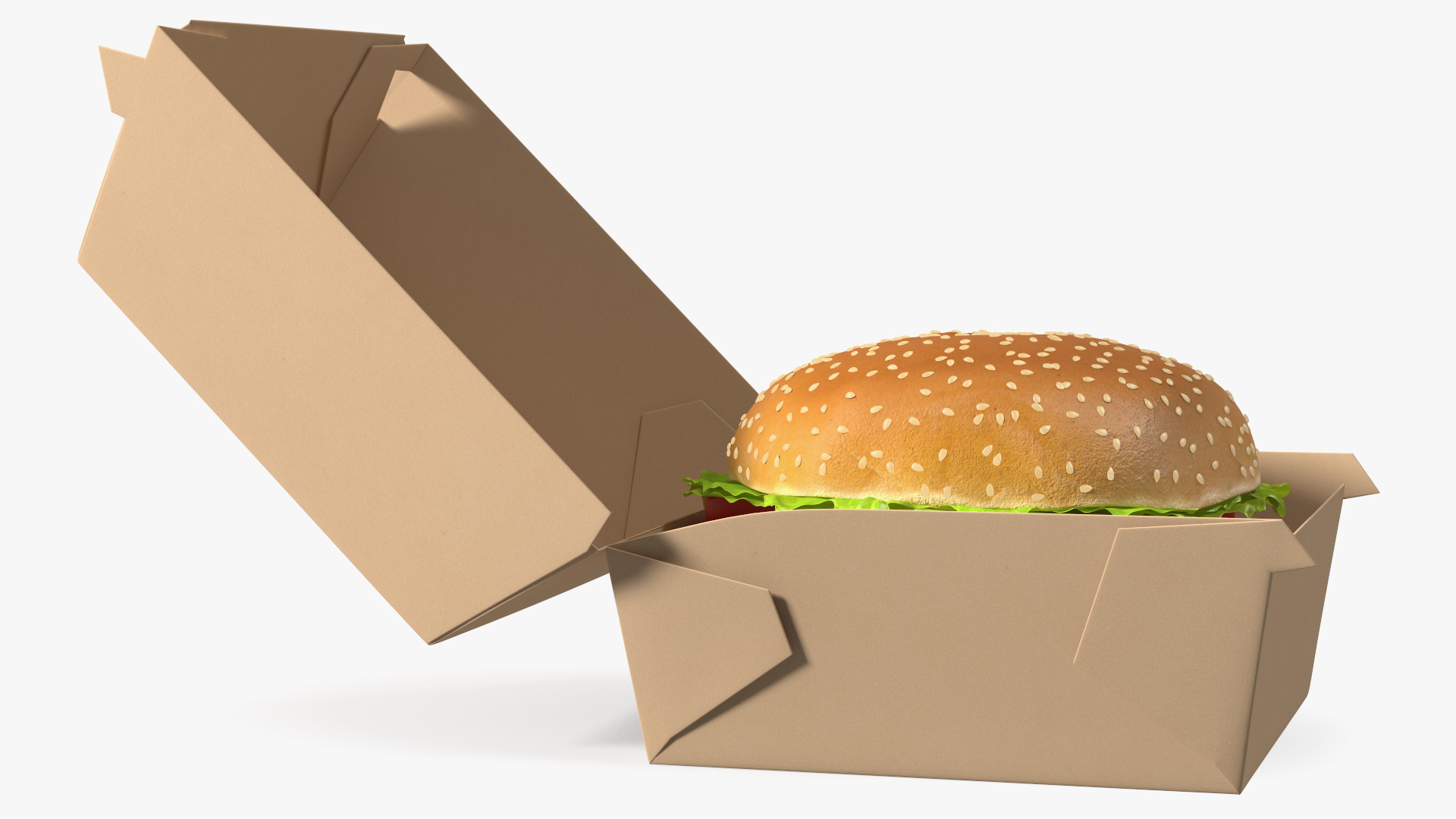 3D Burger Box Brown with Hamburger