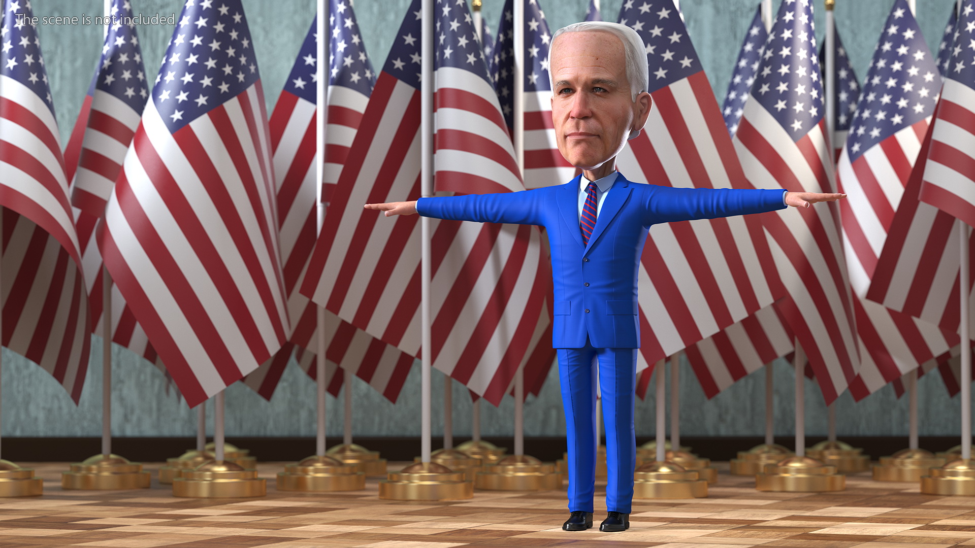 Cartoon Joe Biden T Pose 3D model