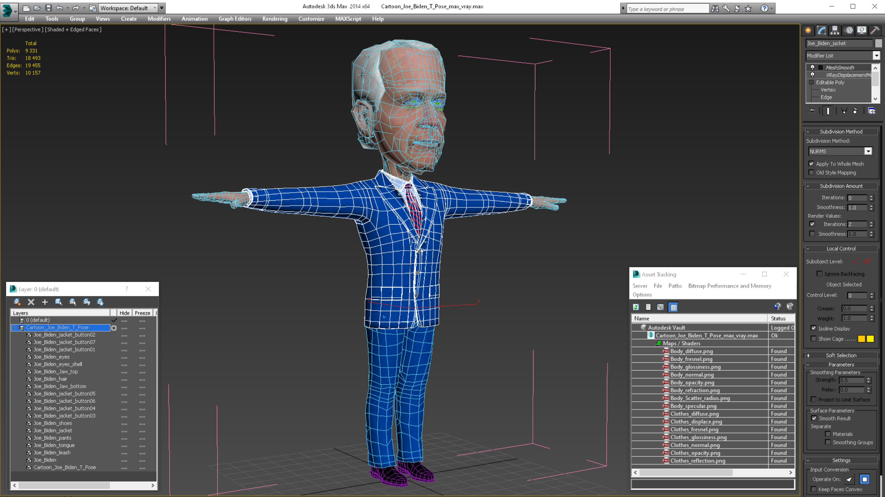 Cartoon Joe Biden T Pose 3D model