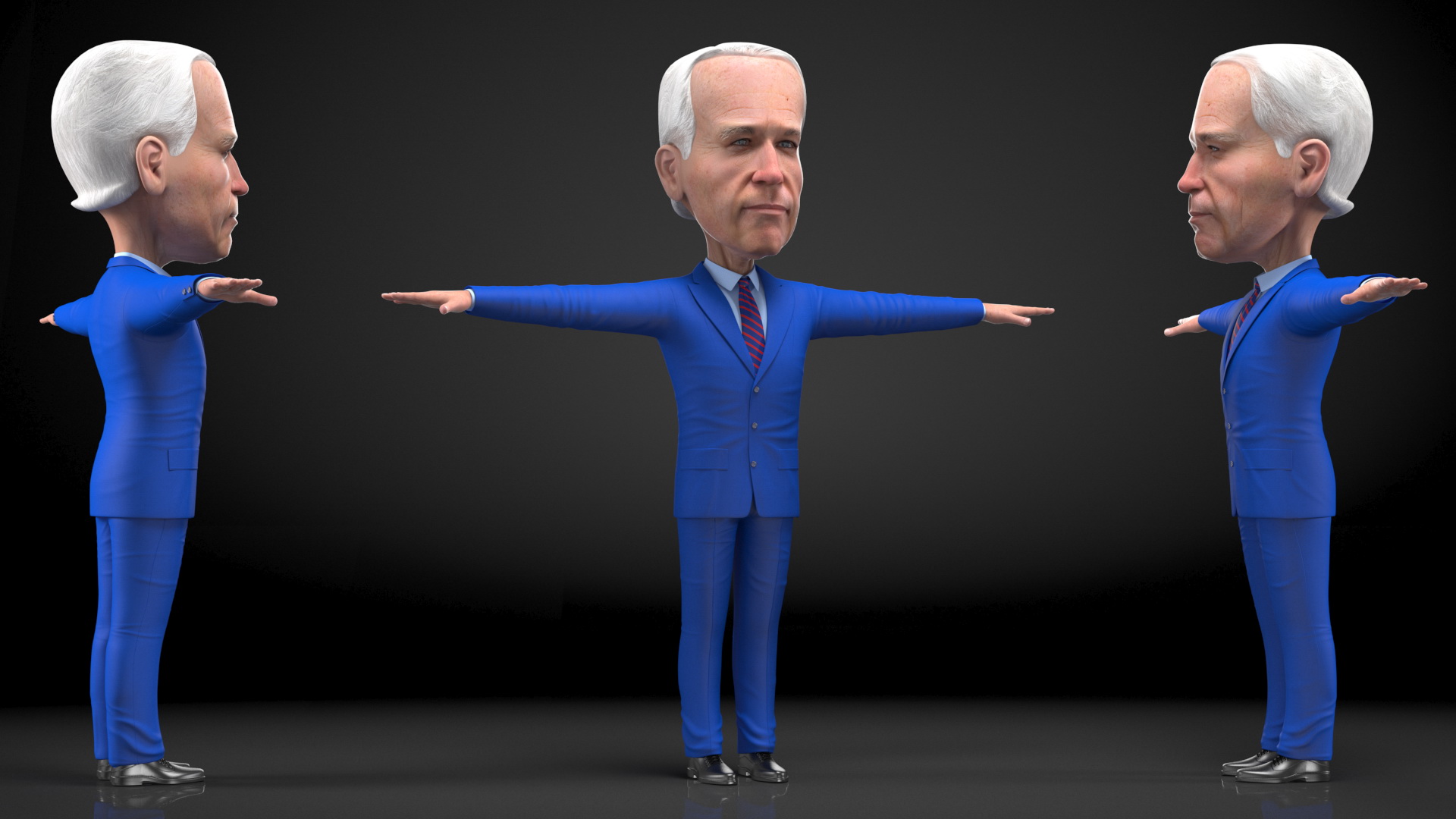 Cartoon Joe Biden T Pose 3D model