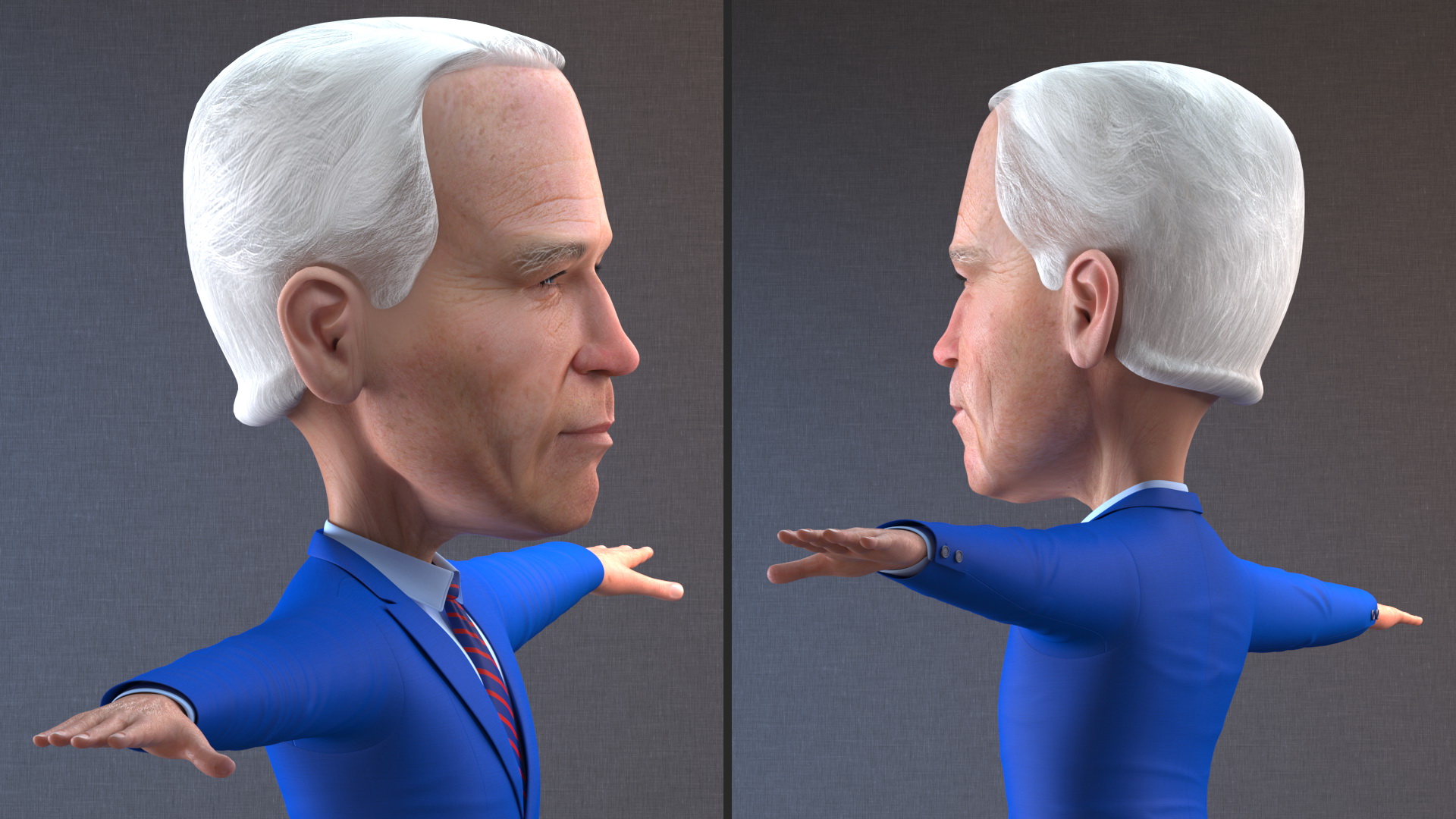 Cartoon Joe Biden T Pose 3D model