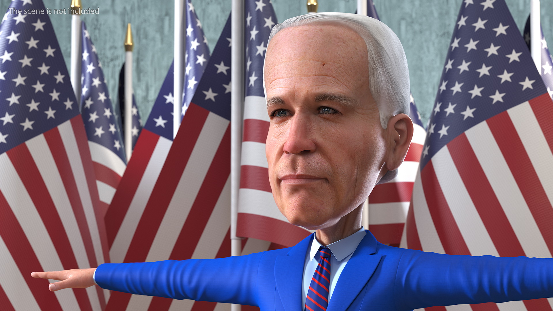 Cartoon Joe Biden T Pose 3D model