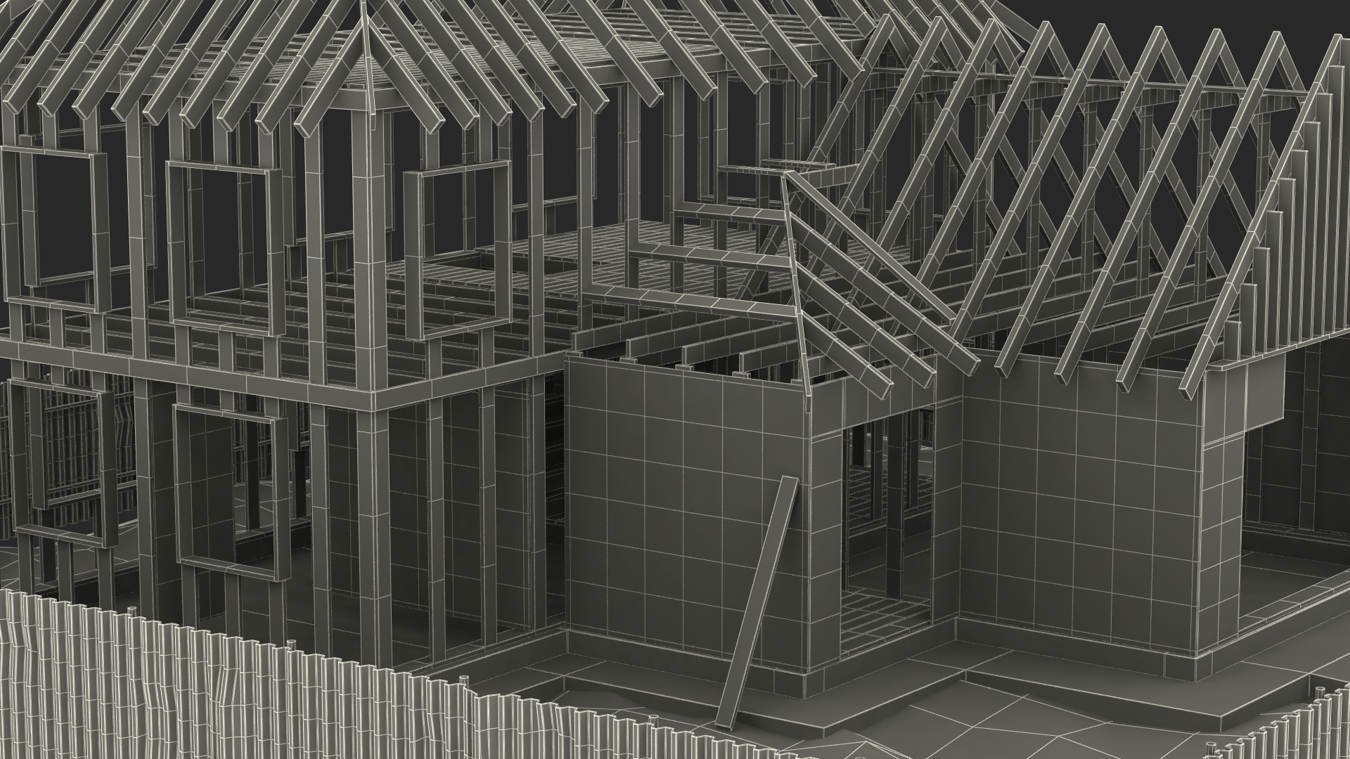 3D model Residential House Framing Structure