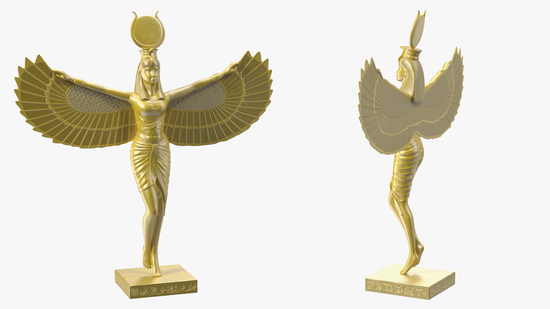 3D Golden Statue of Isis Ancient Egyptian Goddess