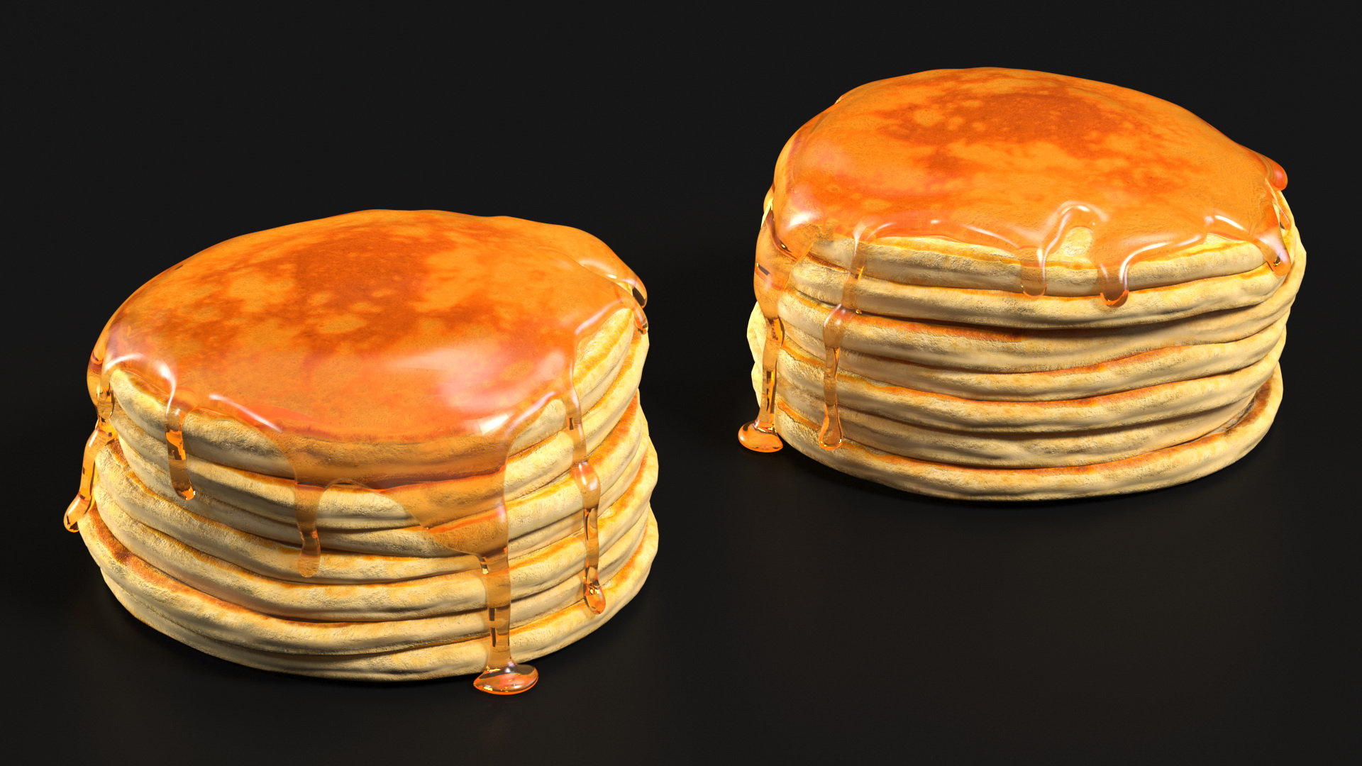 3D Pancakes Poured with Syrup