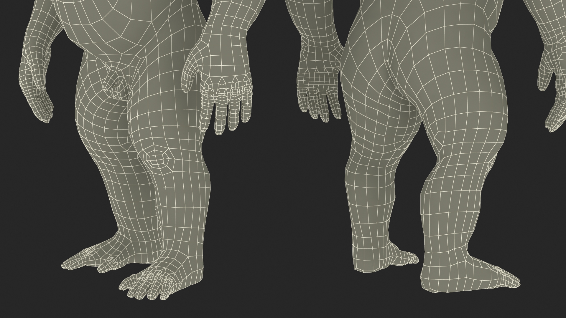 3D Gigantopithecus in Standing Pose Fur