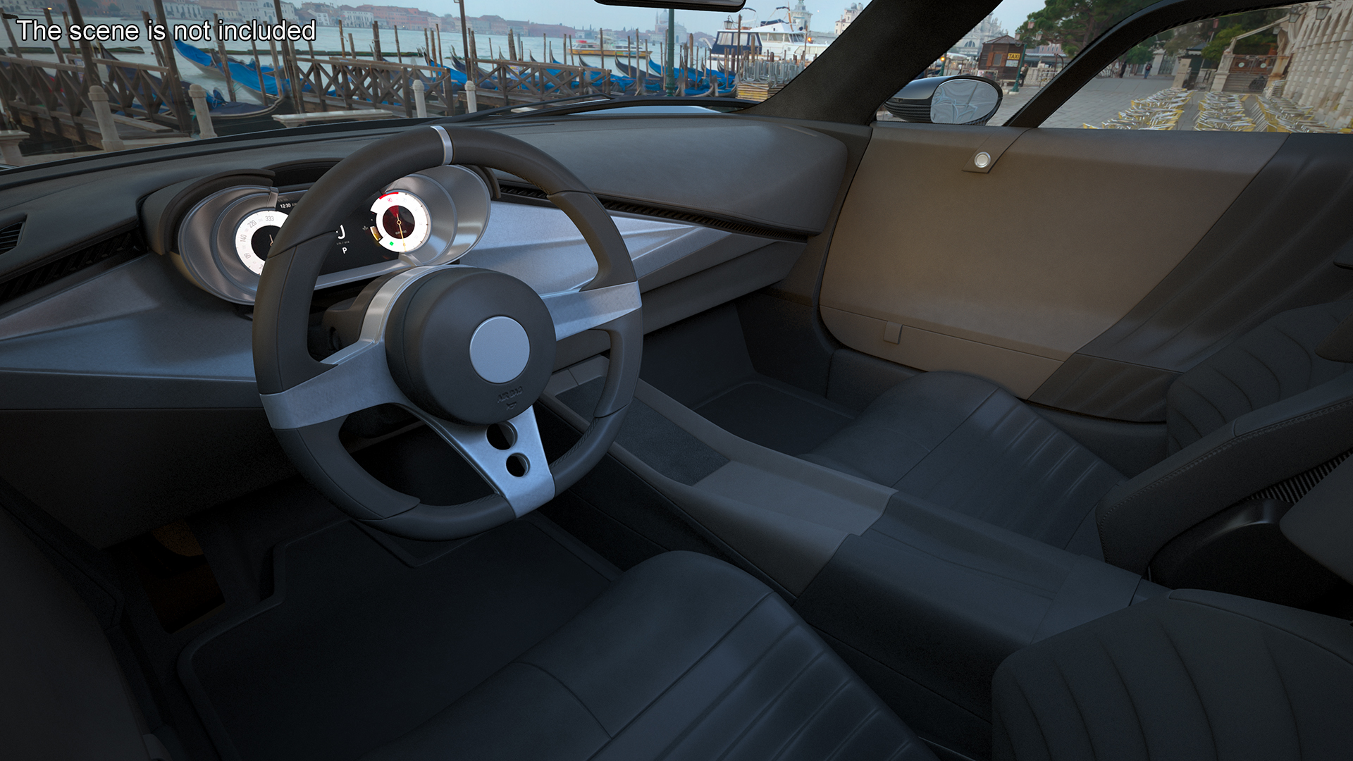 3D Exclusive Supercar Coupe Black Simple Interior