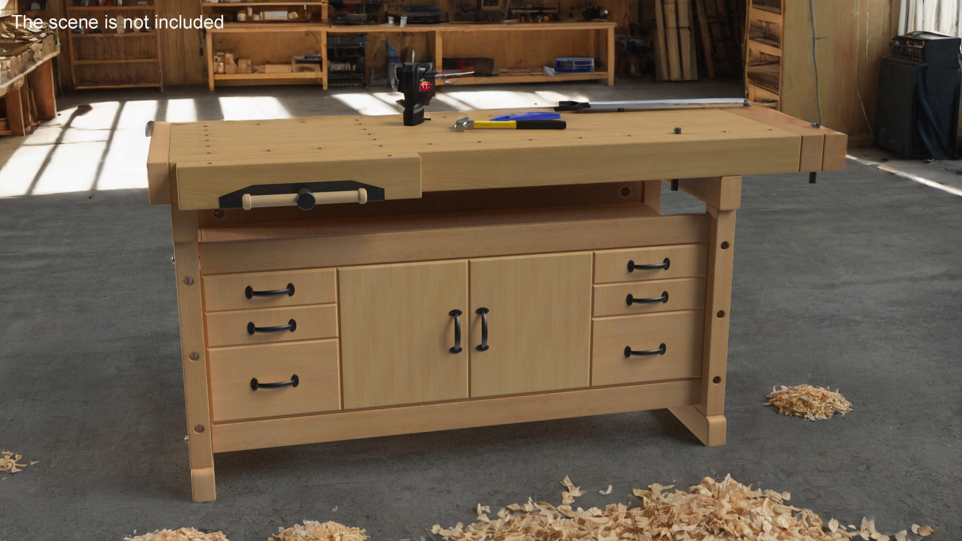 Workbench with Drawers and Cabinet 3D model