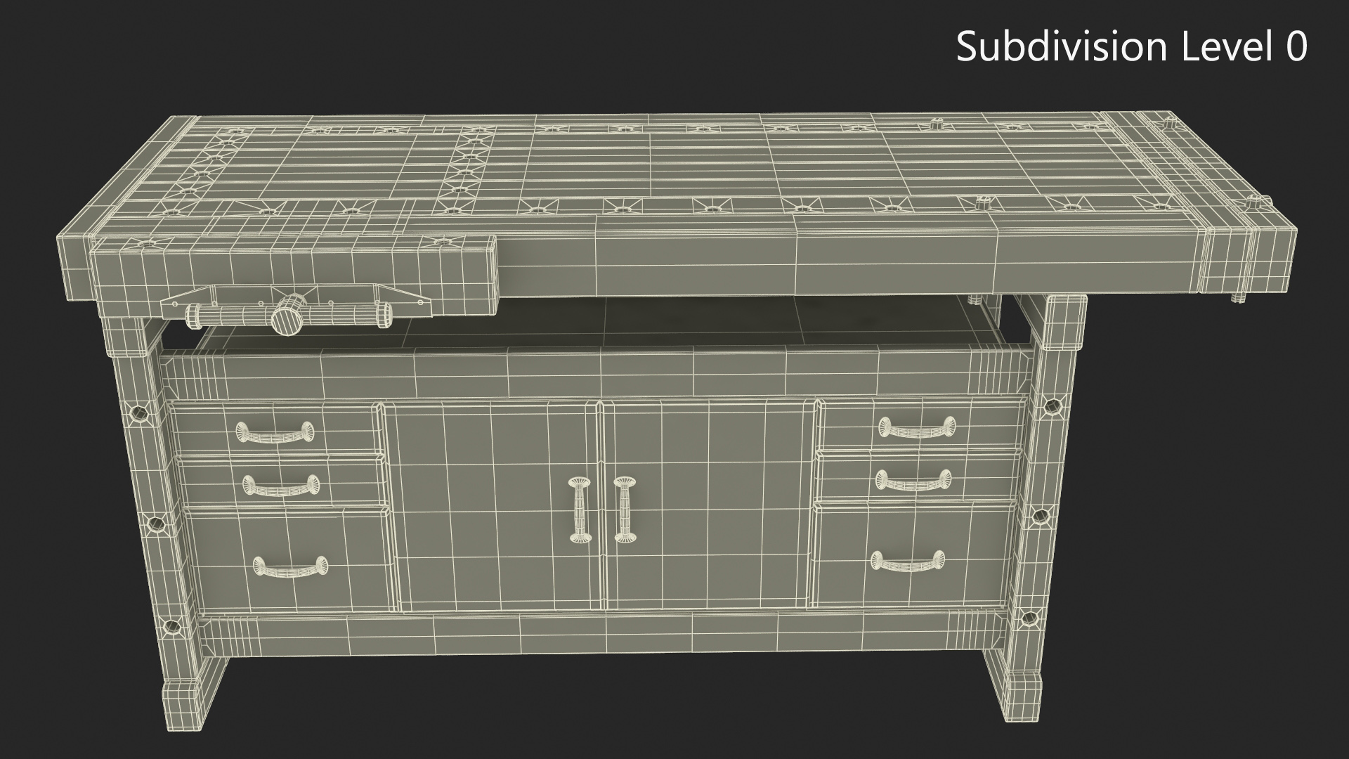 Workbench with Drawers and Cabinet 3D model