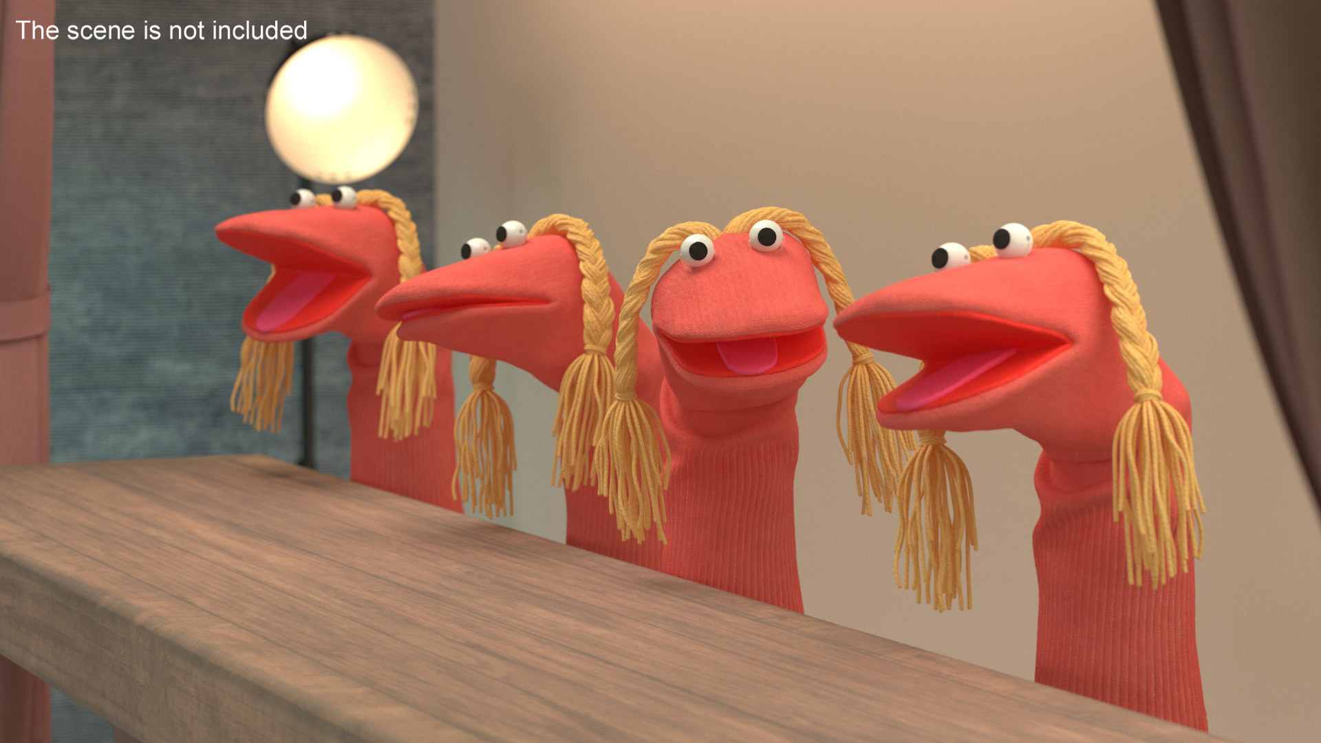 Sock Puppet Girl Pink Rigged for Cinema 4D 3D