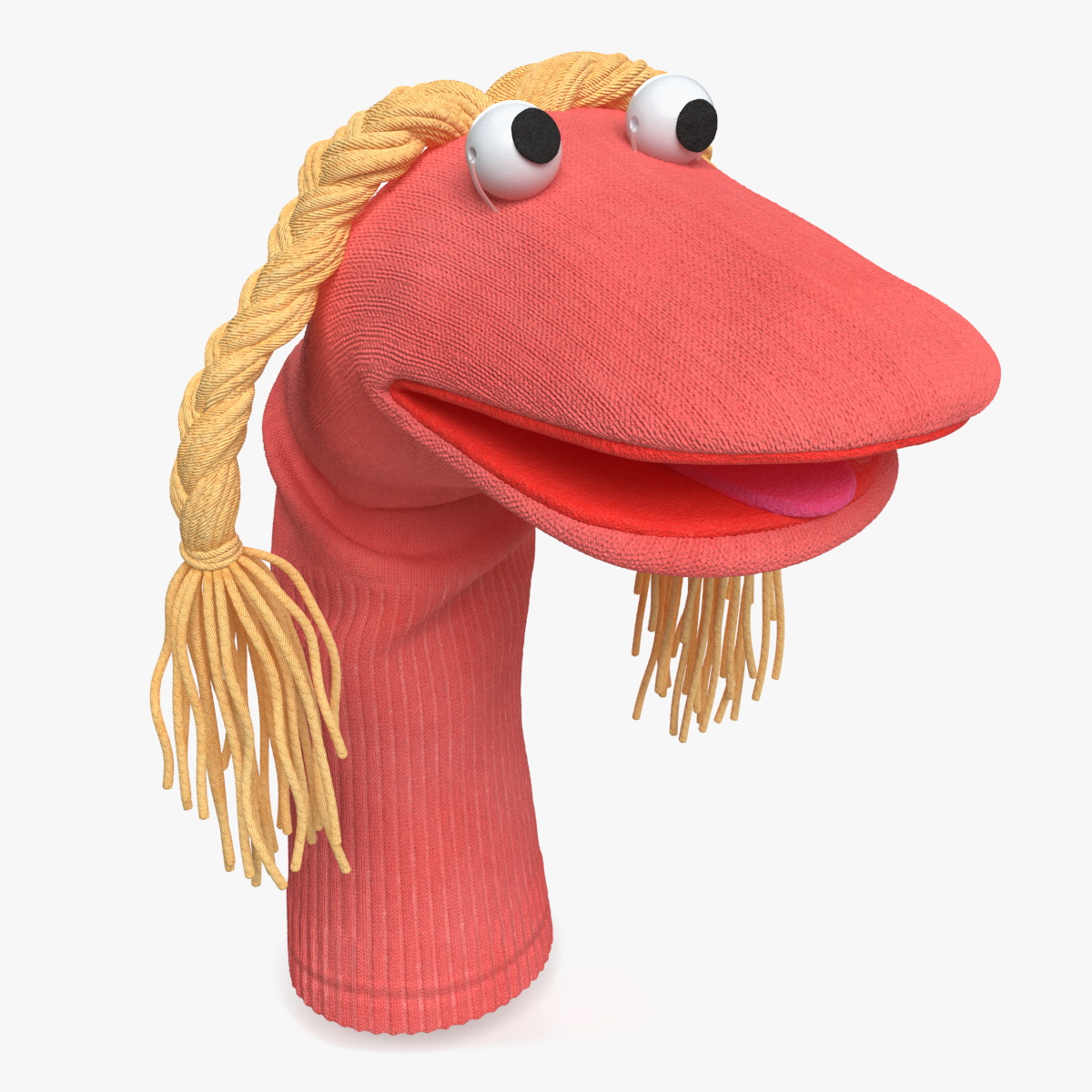 Sock Puppet Girl Pink Rigged for Cinema 4D 3D