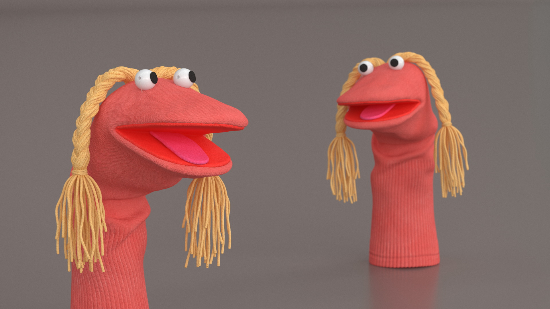 Sock Puppet Girl Pink Rigged for Cinema 4D 3D