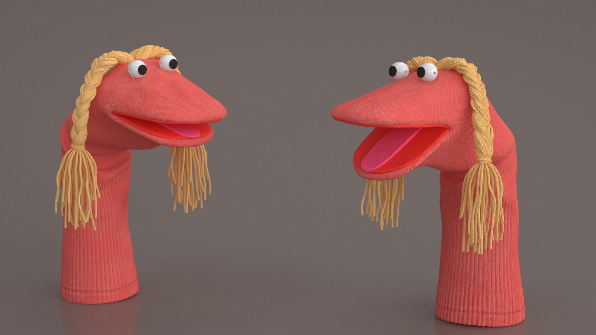 Sock Puppet Girl Pink Rigged for Cinema 4D 3D