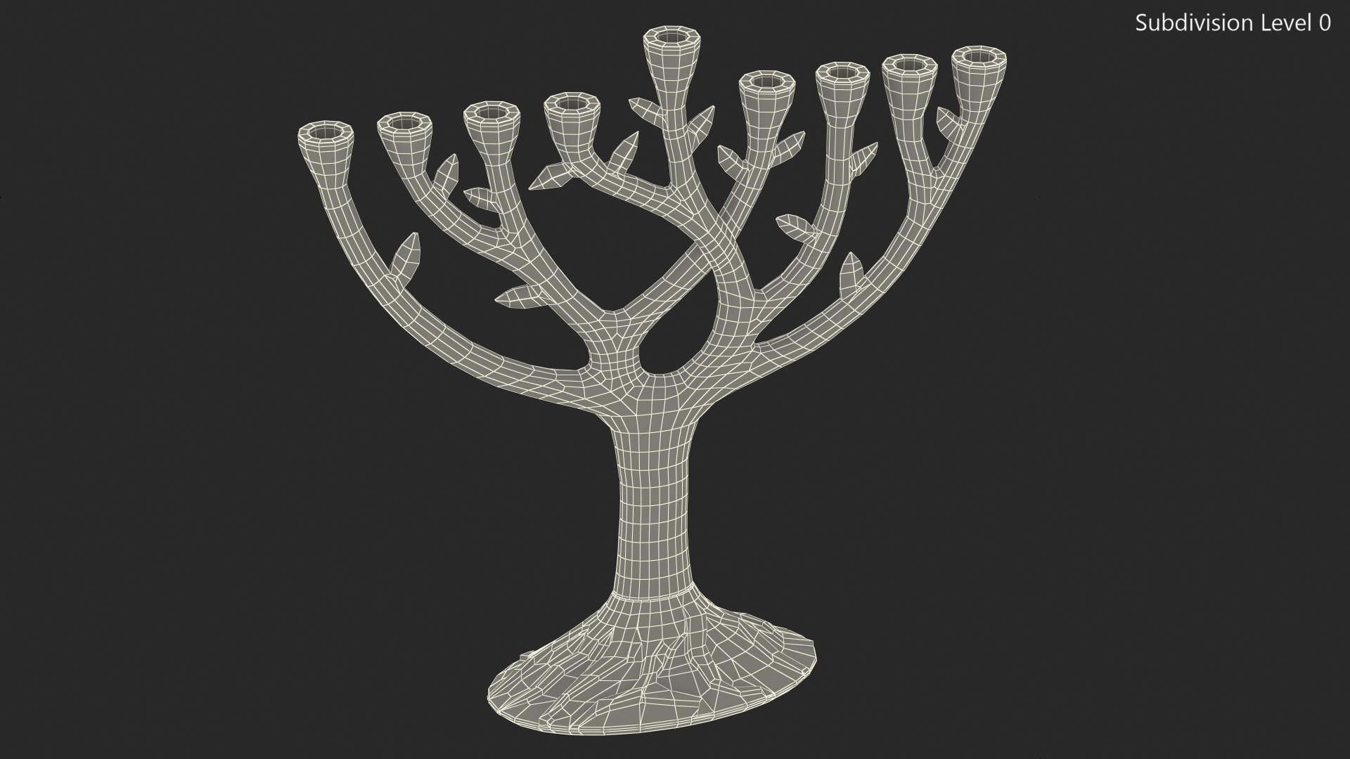 3D model Hanukkah Gold Candelabrum