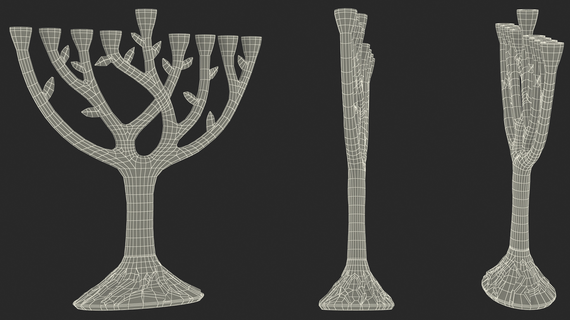 3D model Hanukkah Gold Candelabrum