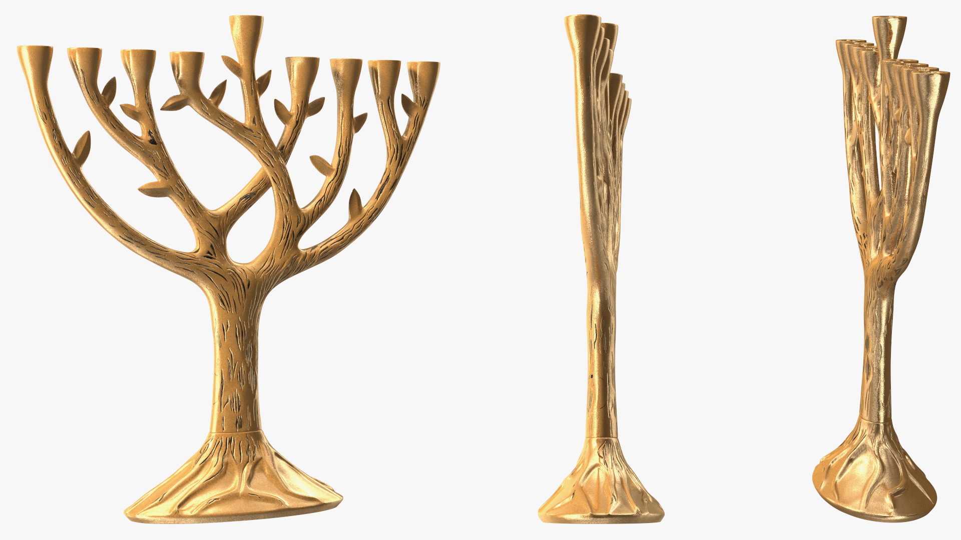 3D model Hanukkah Gold Candelabrum