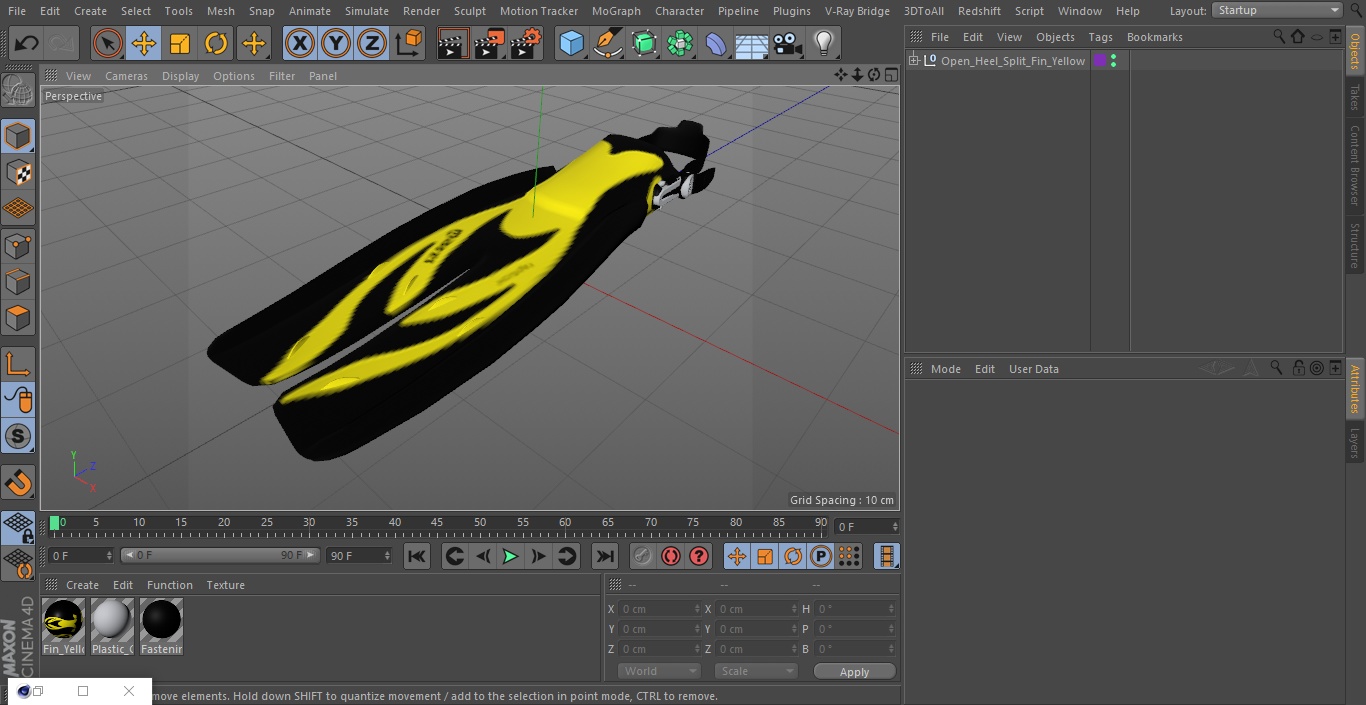 3D Open Heel Split Fin Yellow