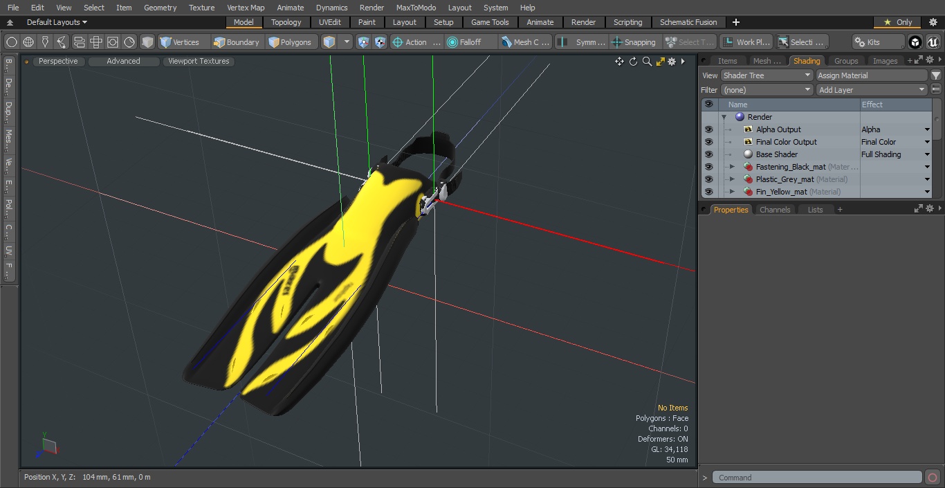 3D Open Heel Split Fin Yellow