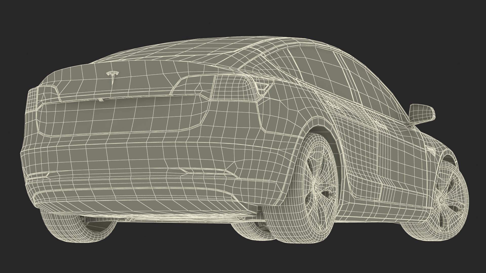 3D Tesla with Aero Wheel Cower Accessories Rigged