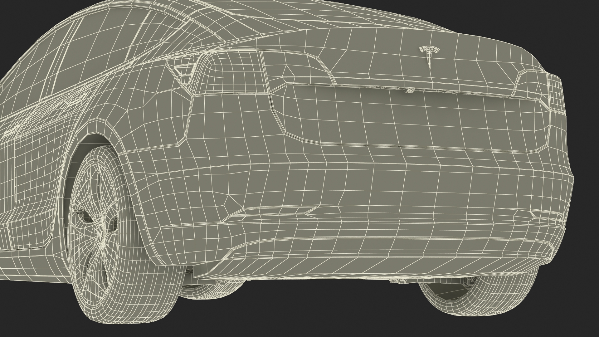 3D Tesla with Aero Wheel Cower Accessories Rigged
