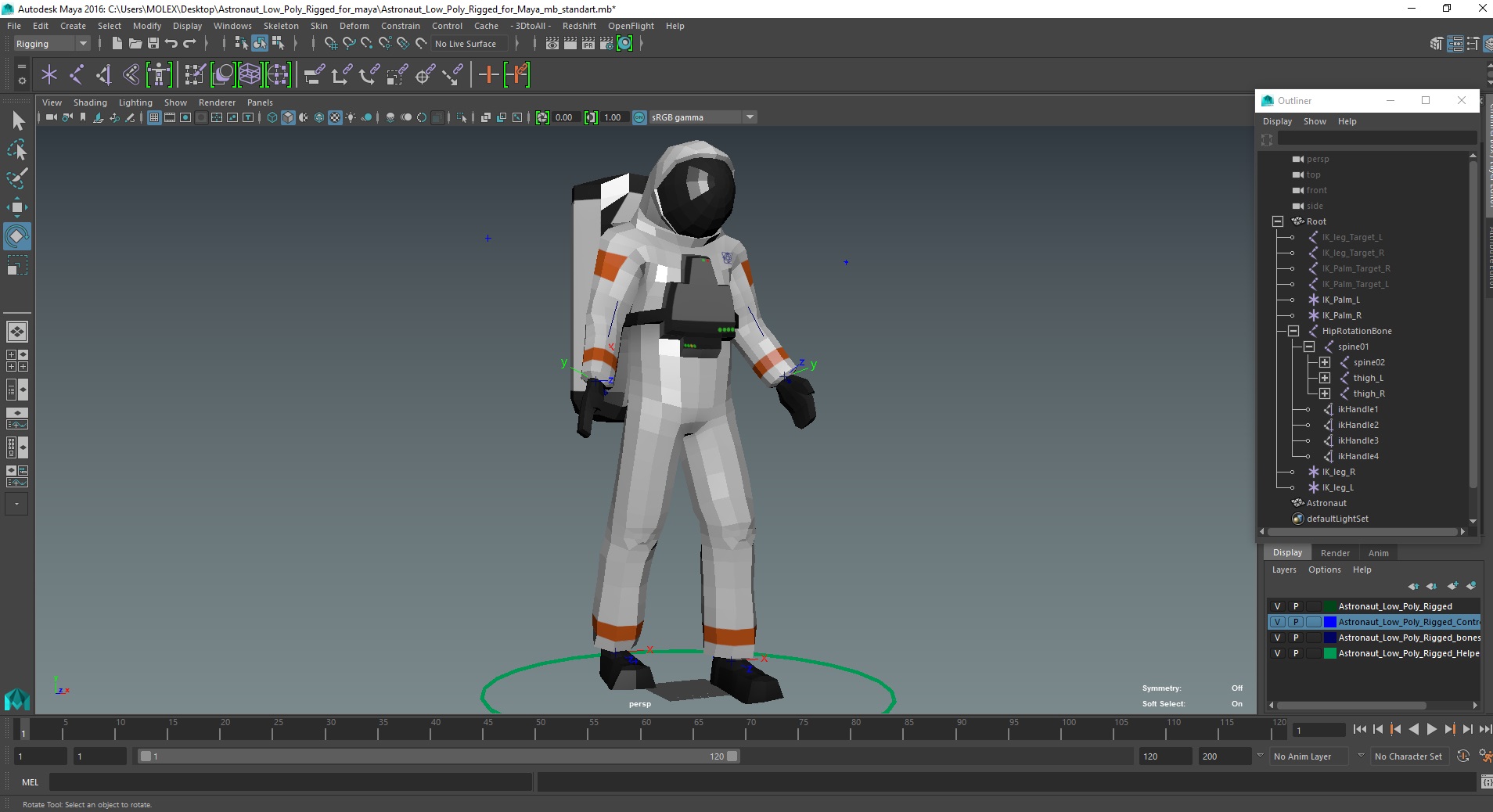 Astronaut Low Poly Rigged for Maya 3D model