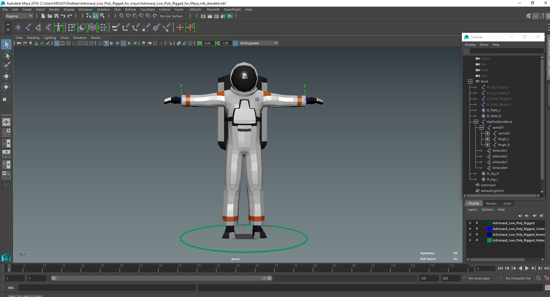 Astronaut Low Poly Rigged for Maya 3D model