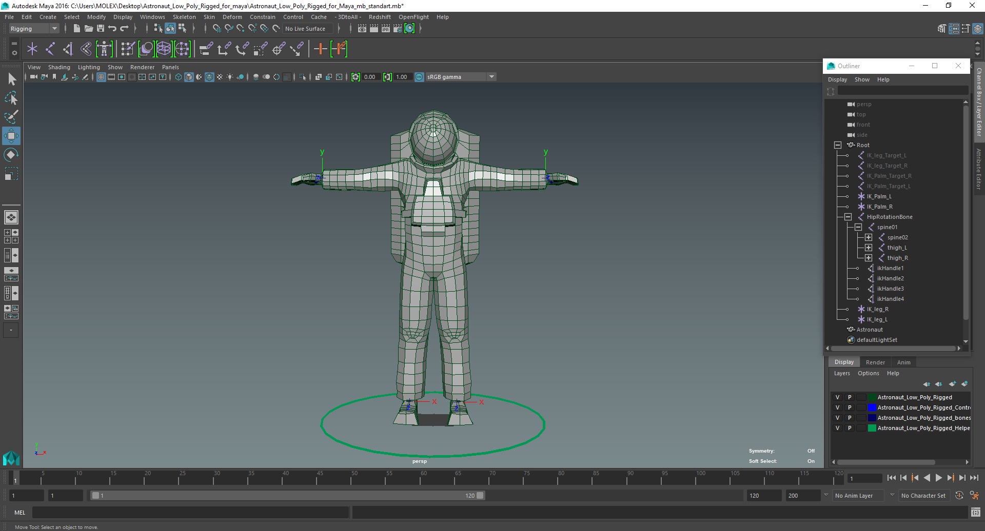 Astronaut Low Poly Rigged for Maya 3D model