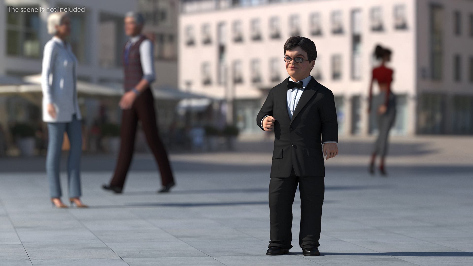 3D Dwarf Male Character in Business Suit Standing Pose