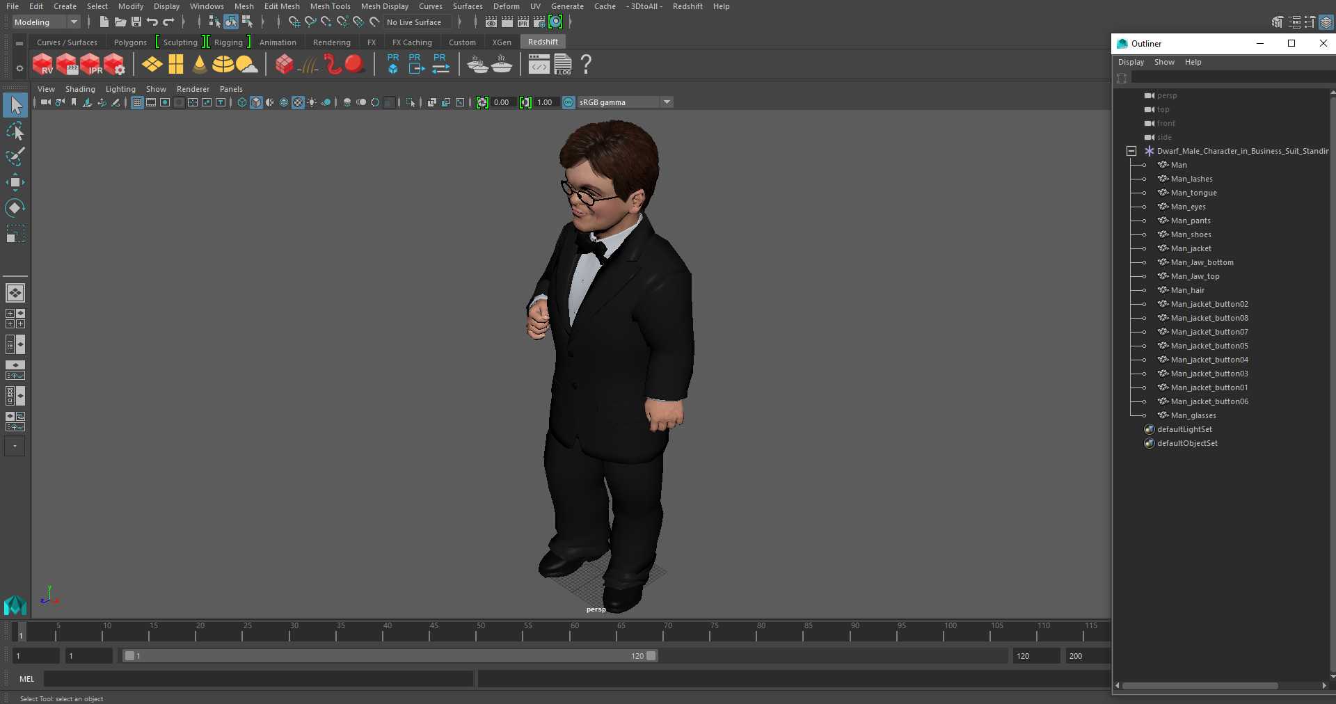 3D Dwarf Male Character in Business Suit Standing Pose