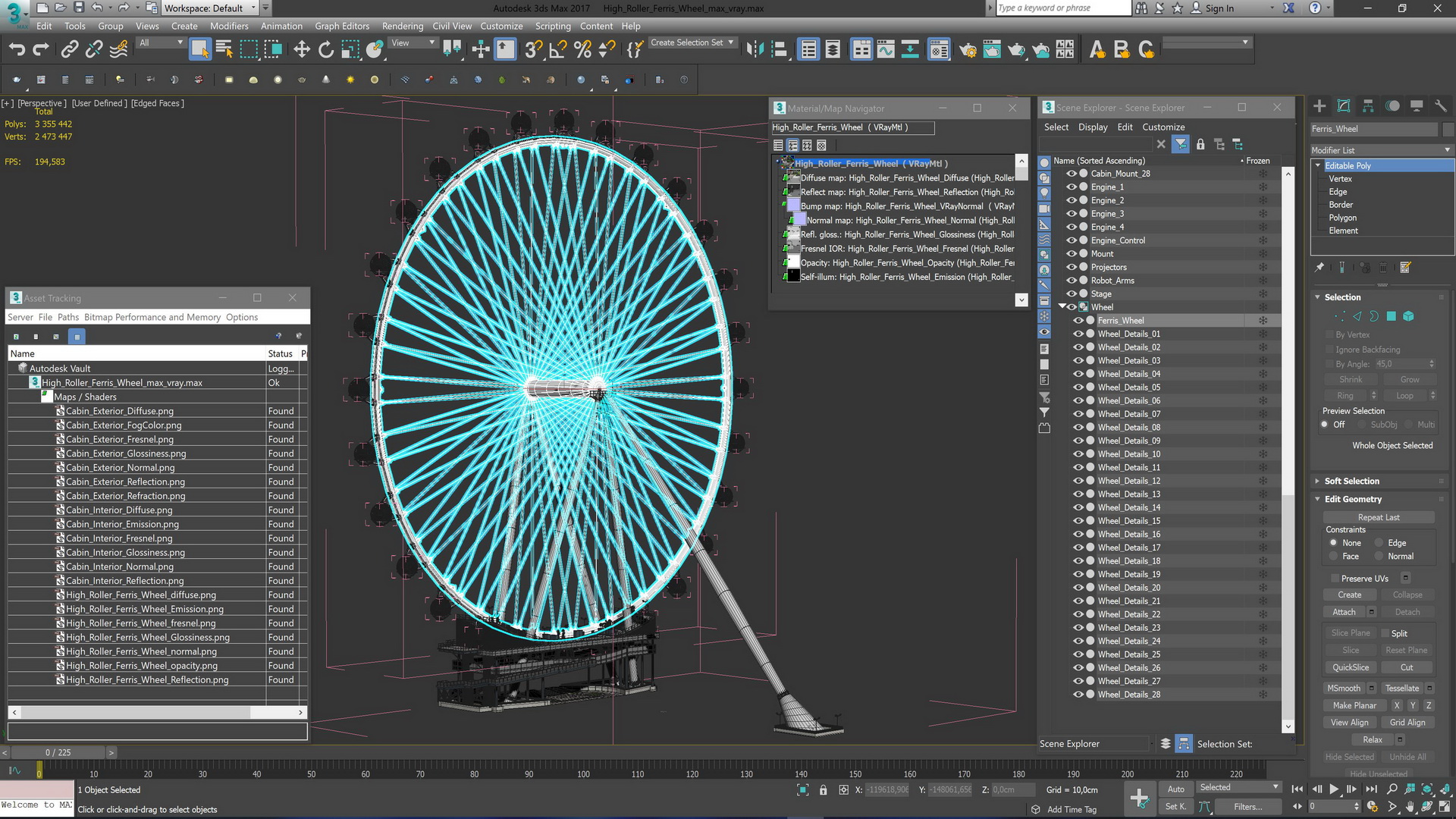 High Roller Ferris Wheel 3D model