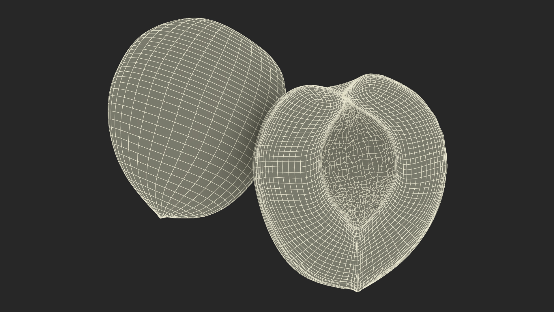 3D Half Apricot with Fruit Core model