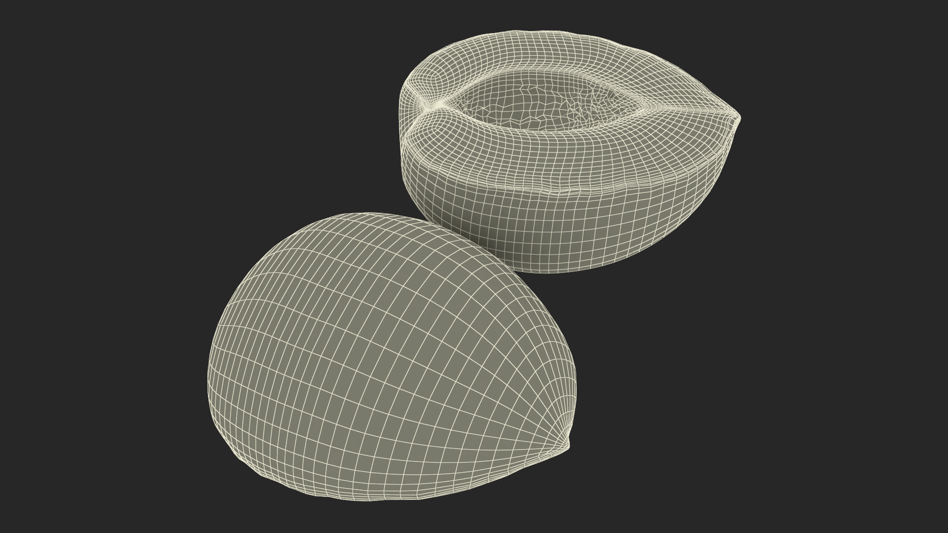 3D Half Apricot with Fruit Core model