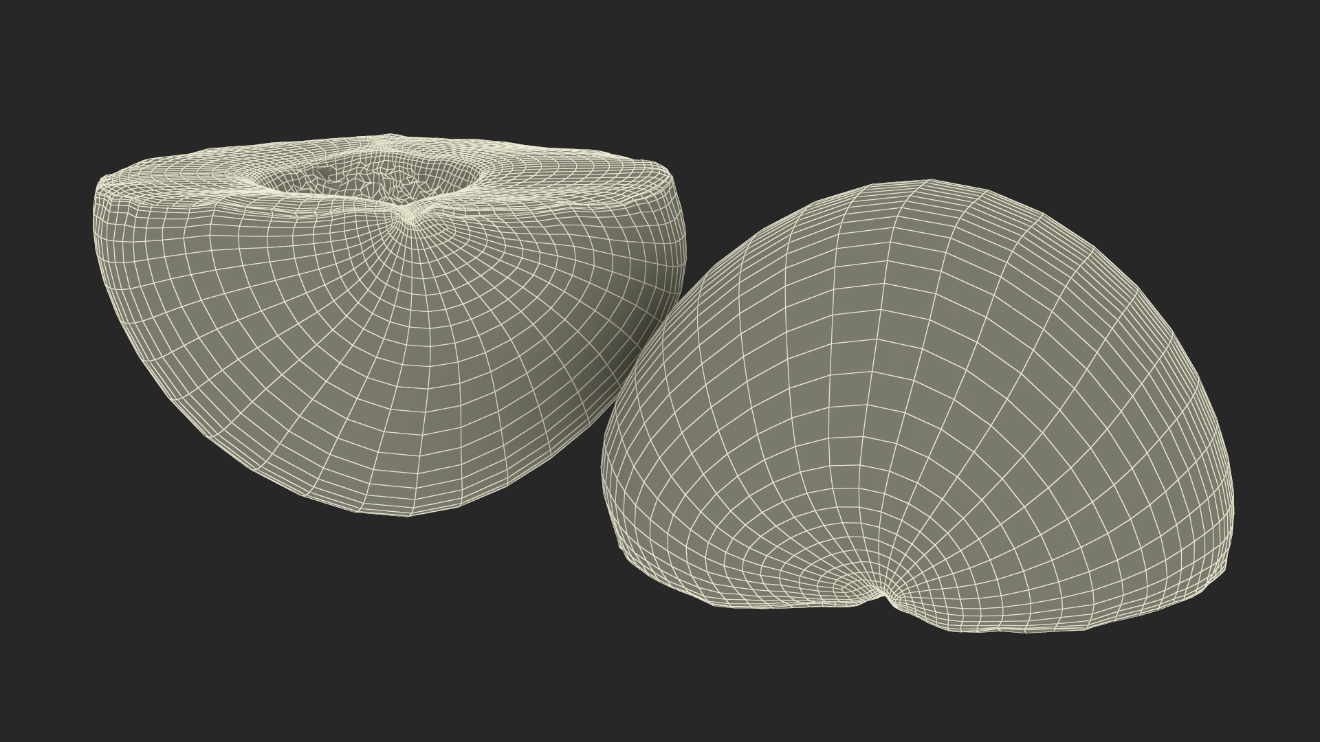 3D Half Apricot with Fruit Core model