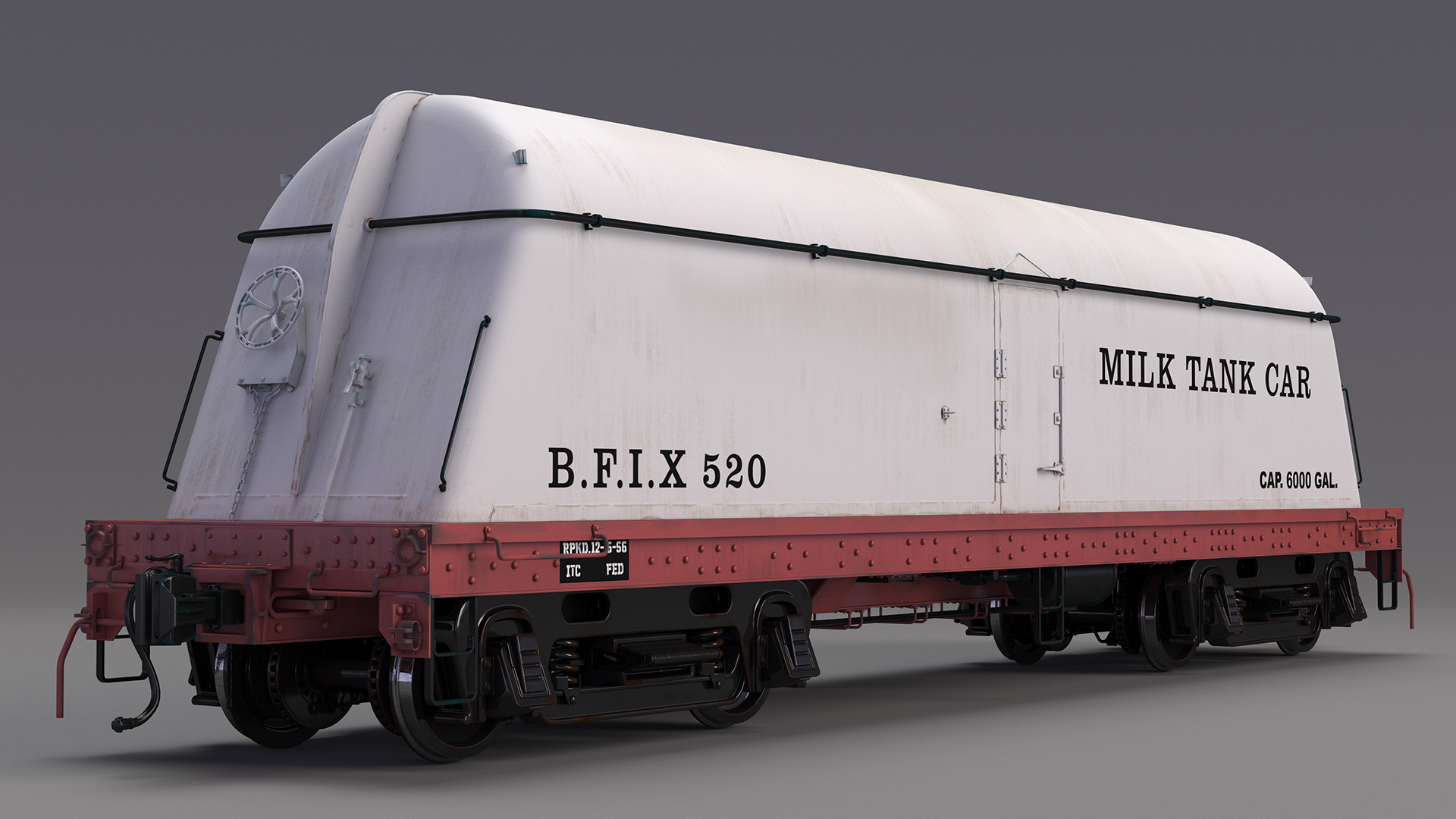 Milk Tank Railroad Car 3D