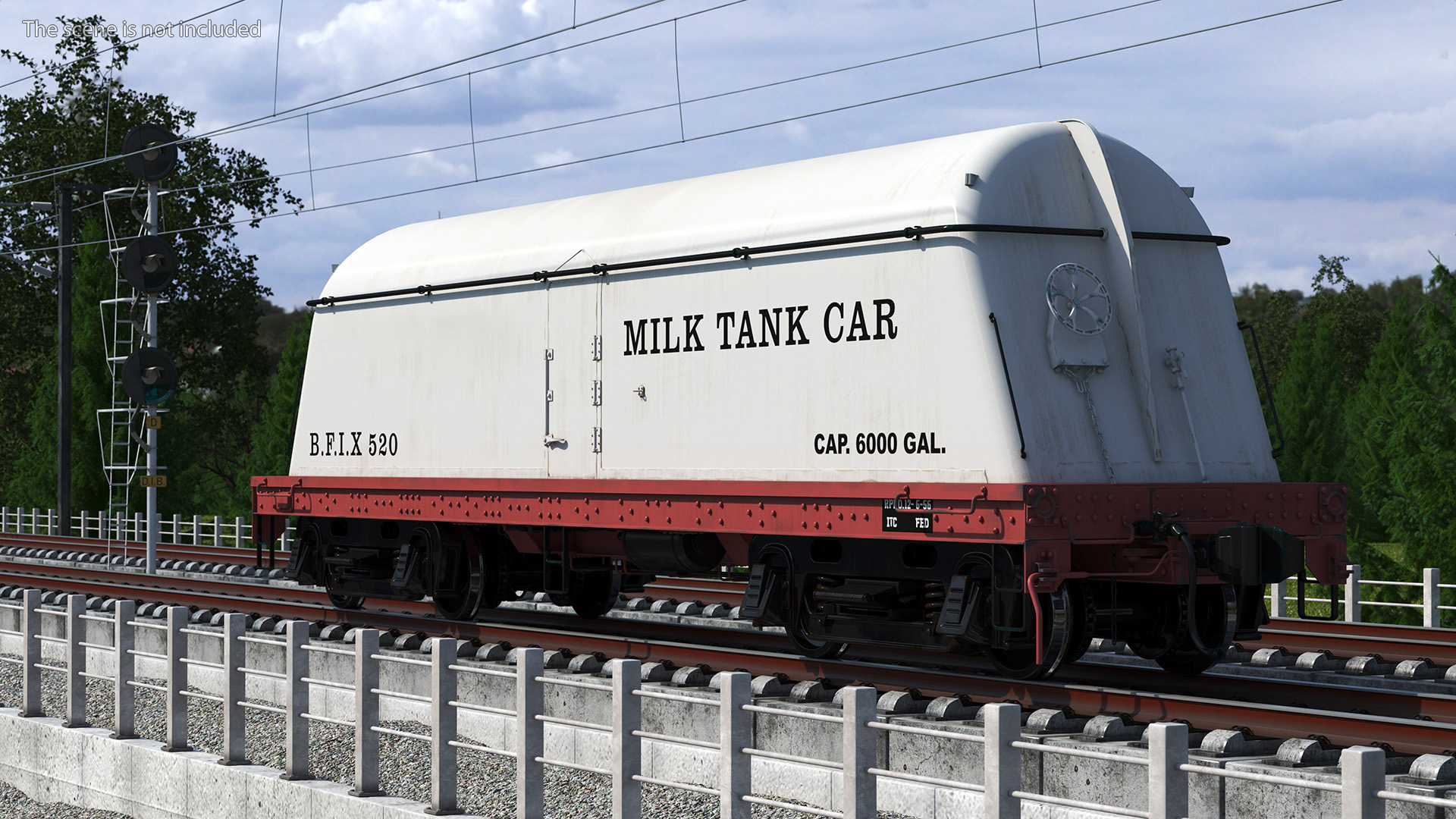 Milk Tank Railroad Car 3D