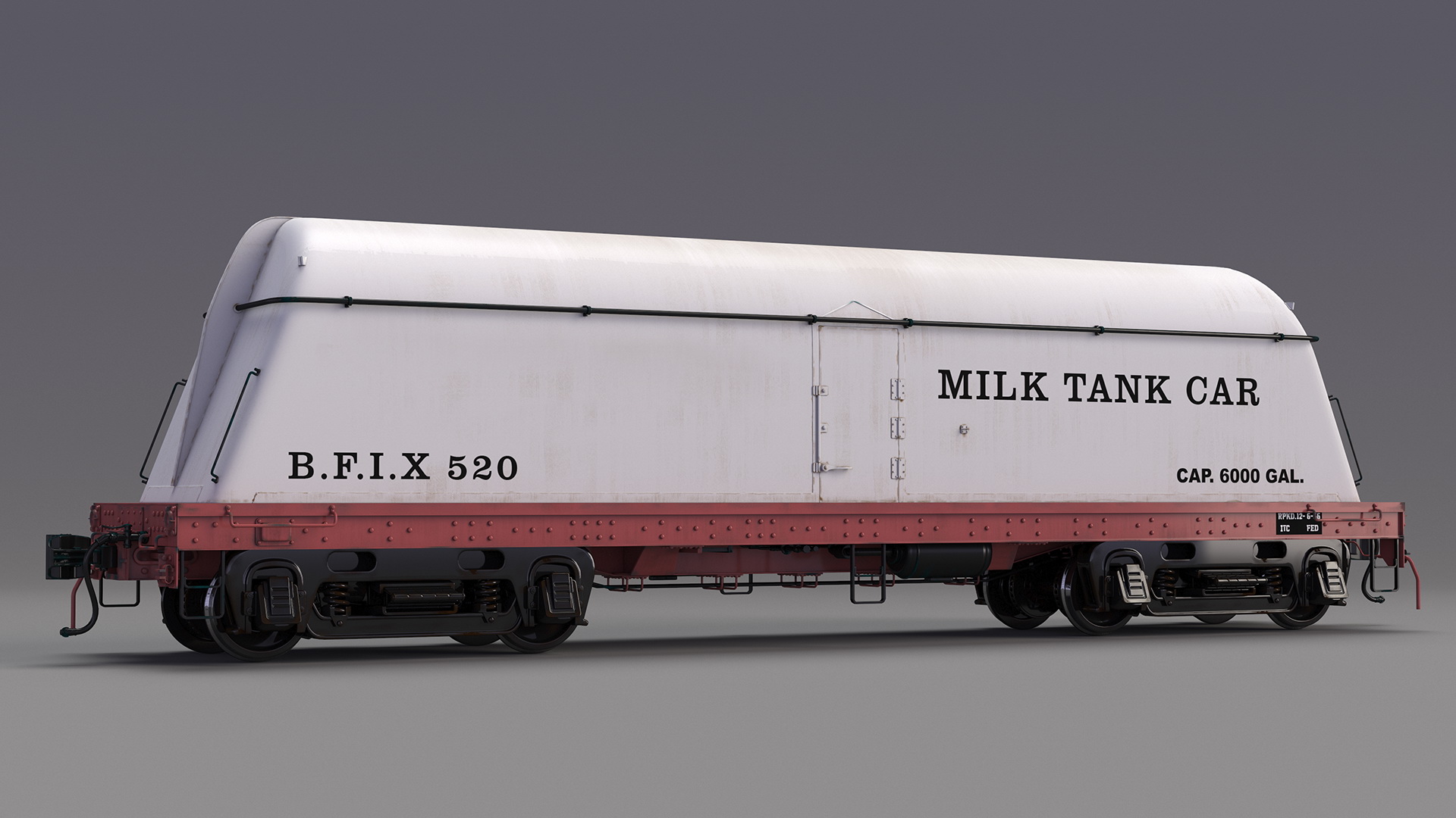 Milk Tank Railroad Car 3D