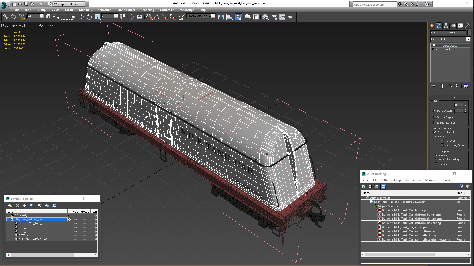 Milk Tank Railroad Car 3D