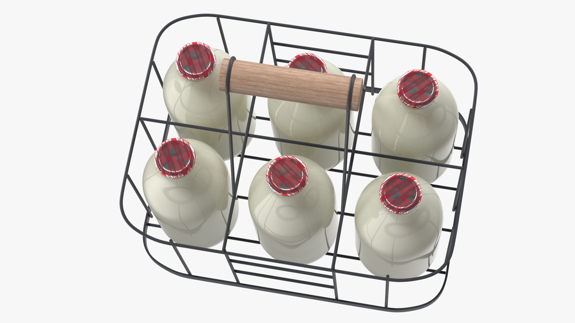 3D Semi-Skimmed Milk Bottles with Foil Top in Carrying Case