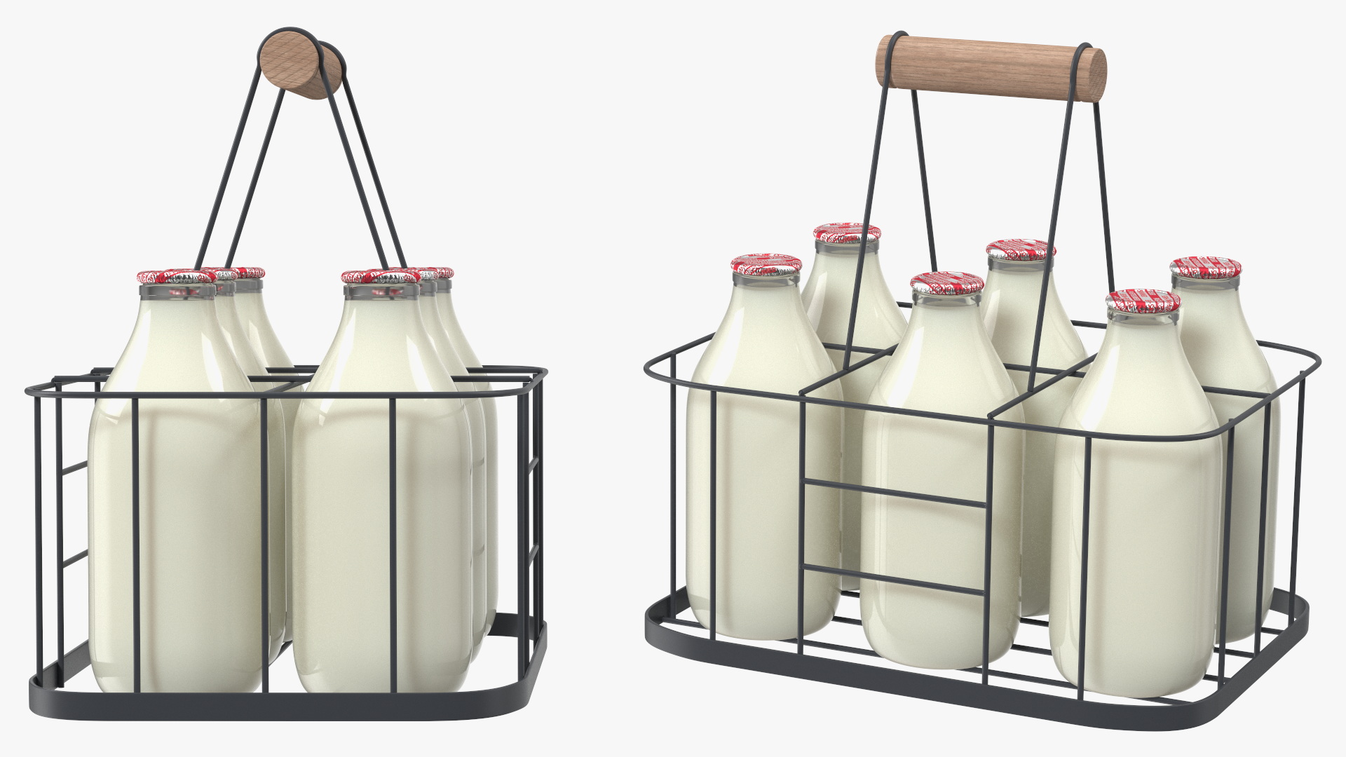 3D Semi-Skimmed Milk Bottles with Foil Top in Carrying Case