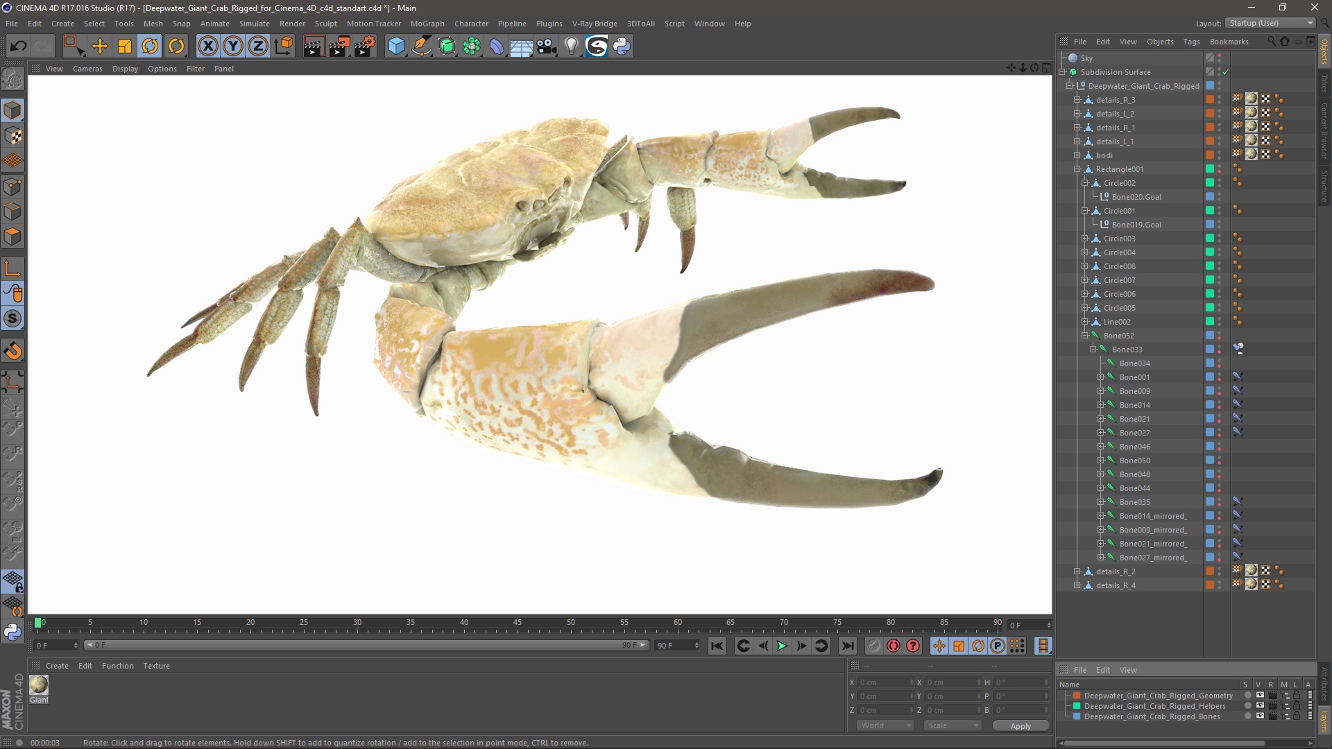 3D Deepwater Giant Crab Rigged for Cinema 4D